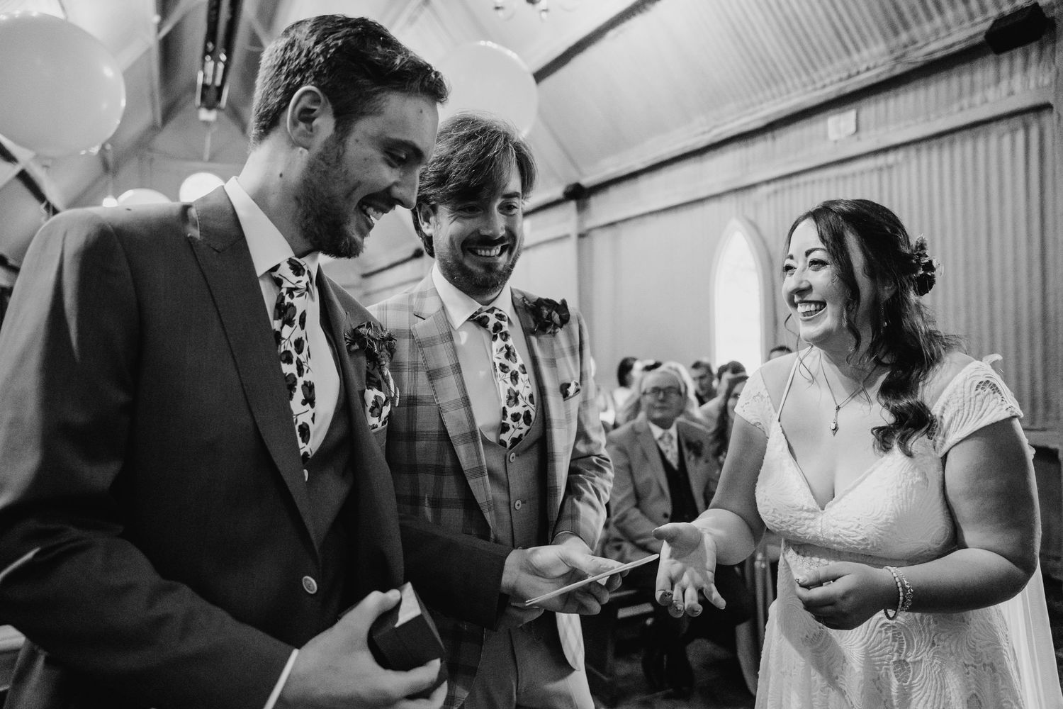 Black and white wedding photos showing emotional moments between couples and loved ones during celebrations. Wedding photographer Dublin