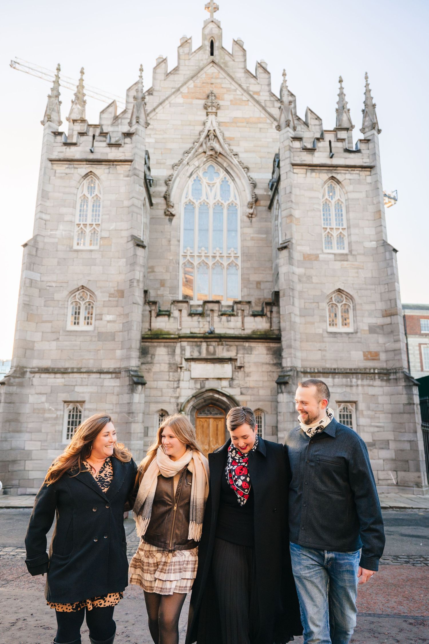 Natural family photography in Dublin city streets by a family photographer Dublin creating timeless holiday memories