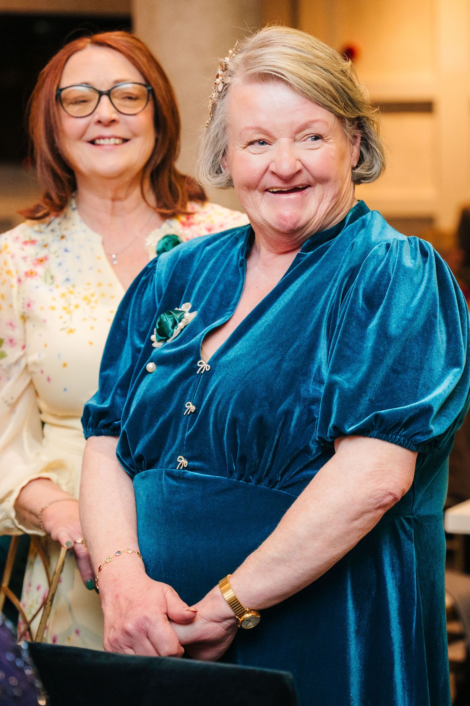 Portrait sequence shows someone wearing a teal velvet dress with multiple candid expressions in a warm indoor setting.  Wedding PHOTOGRAPHER