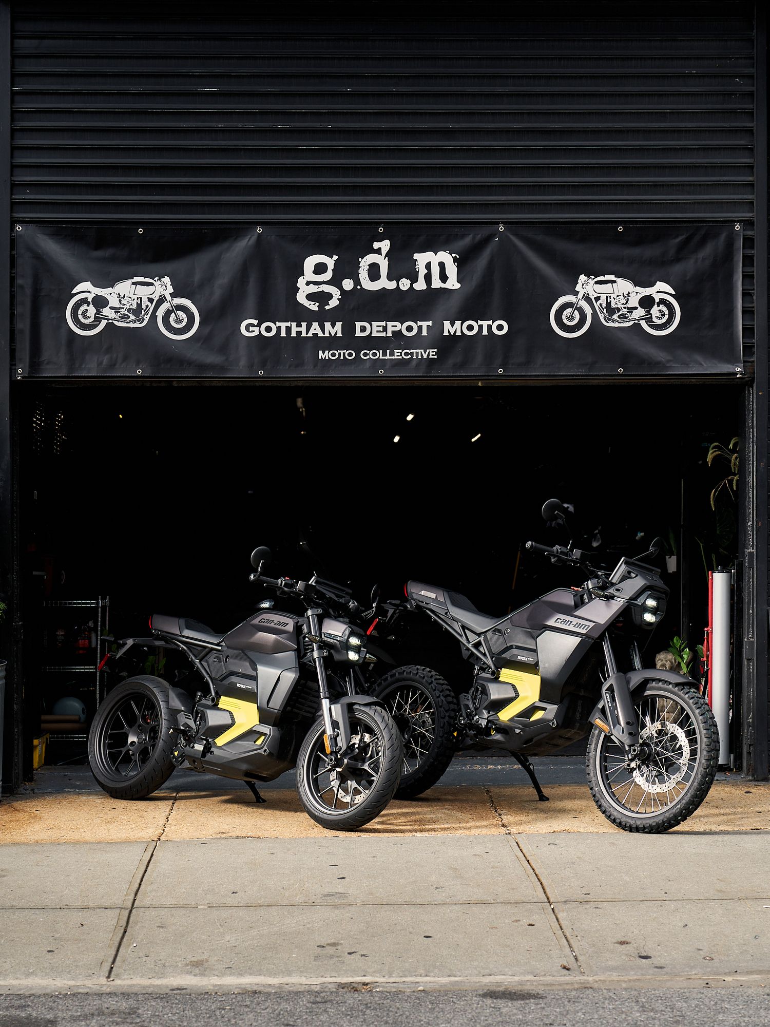 Can-Am Electric motorcycles photographed at Gotham Depot Moto in Brooklyn, NY.