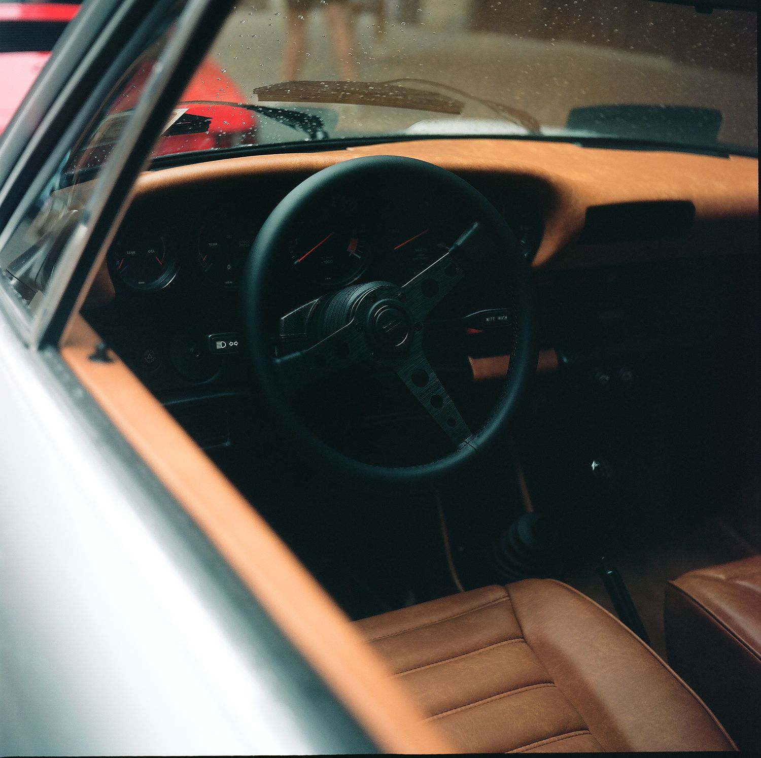 Porsche 911 car interior, photographed on film