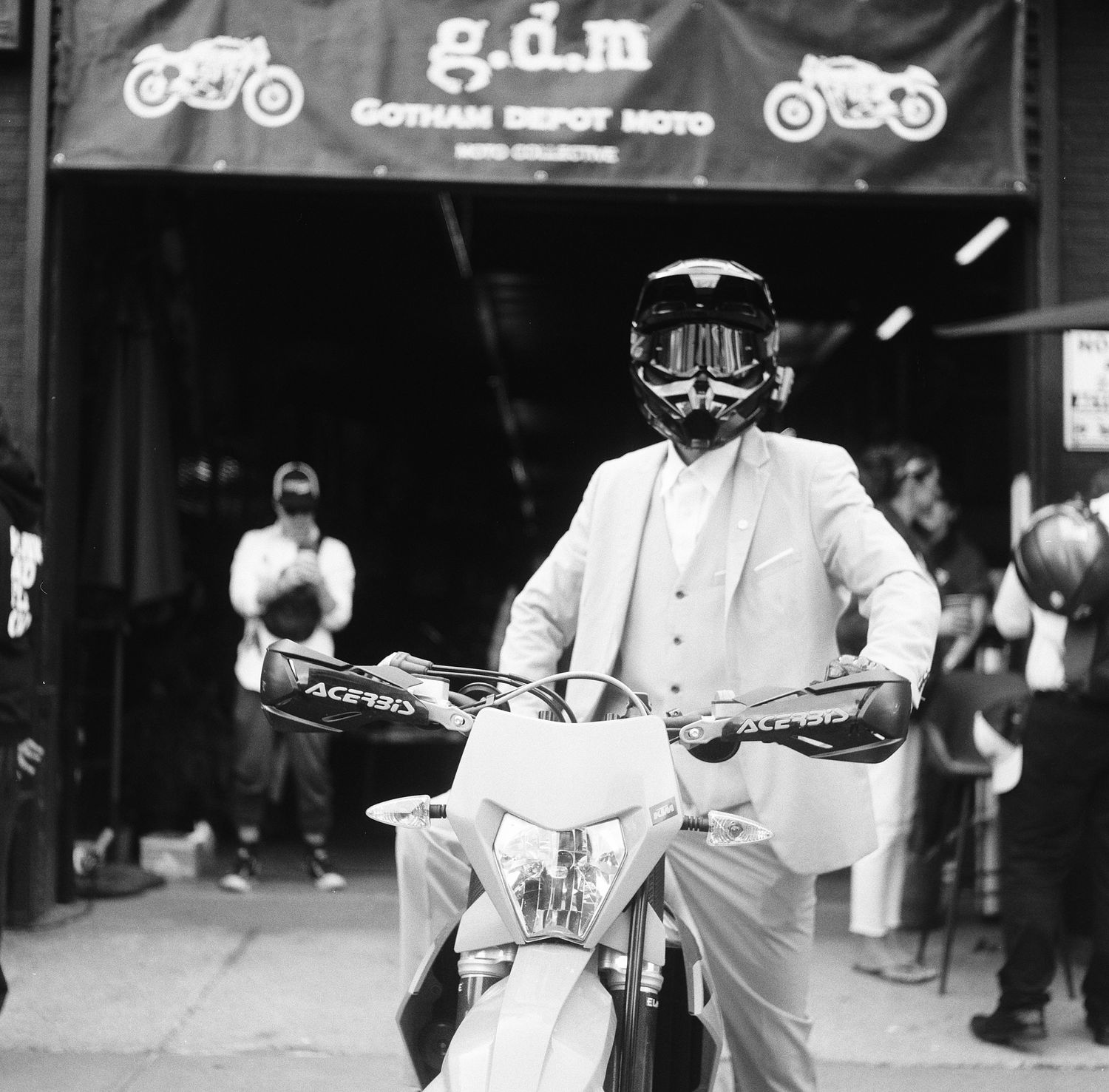 black and white portrait, gentlemen's ride NY 2025 film photography