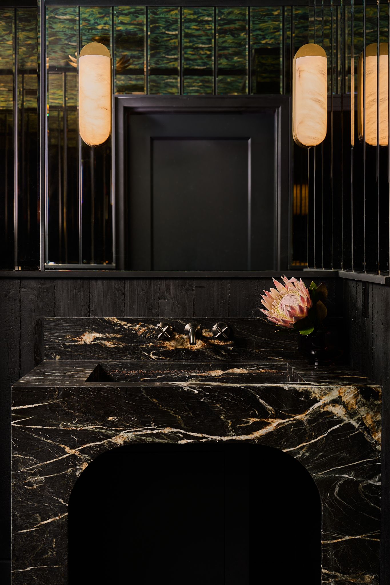 Interior Photography of a bathroom, at the banana republic flagship store in Soho, NY. design by Studio Isaac and Gerald Isaac.