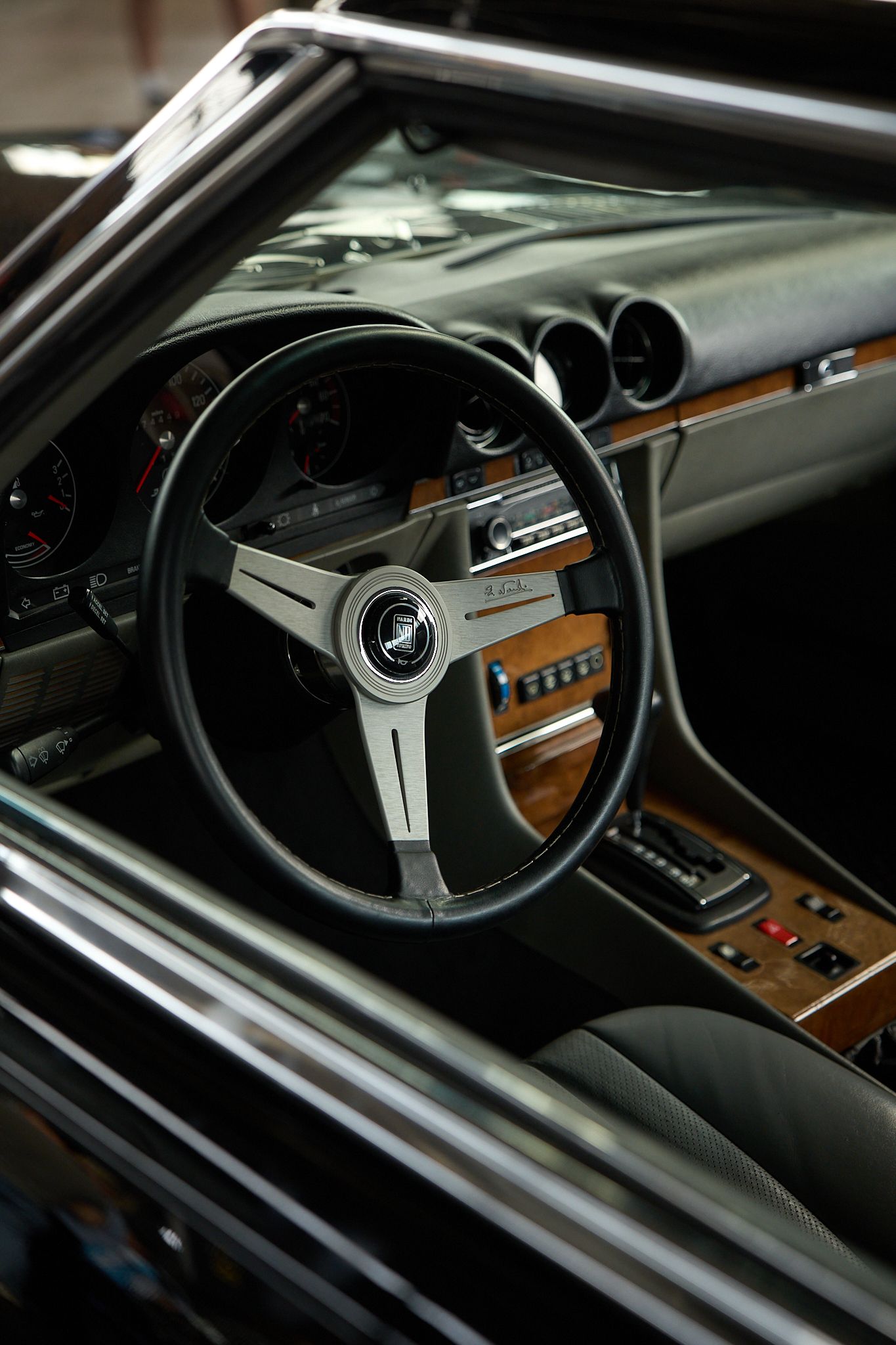 car photography, interior of a vintage BMW