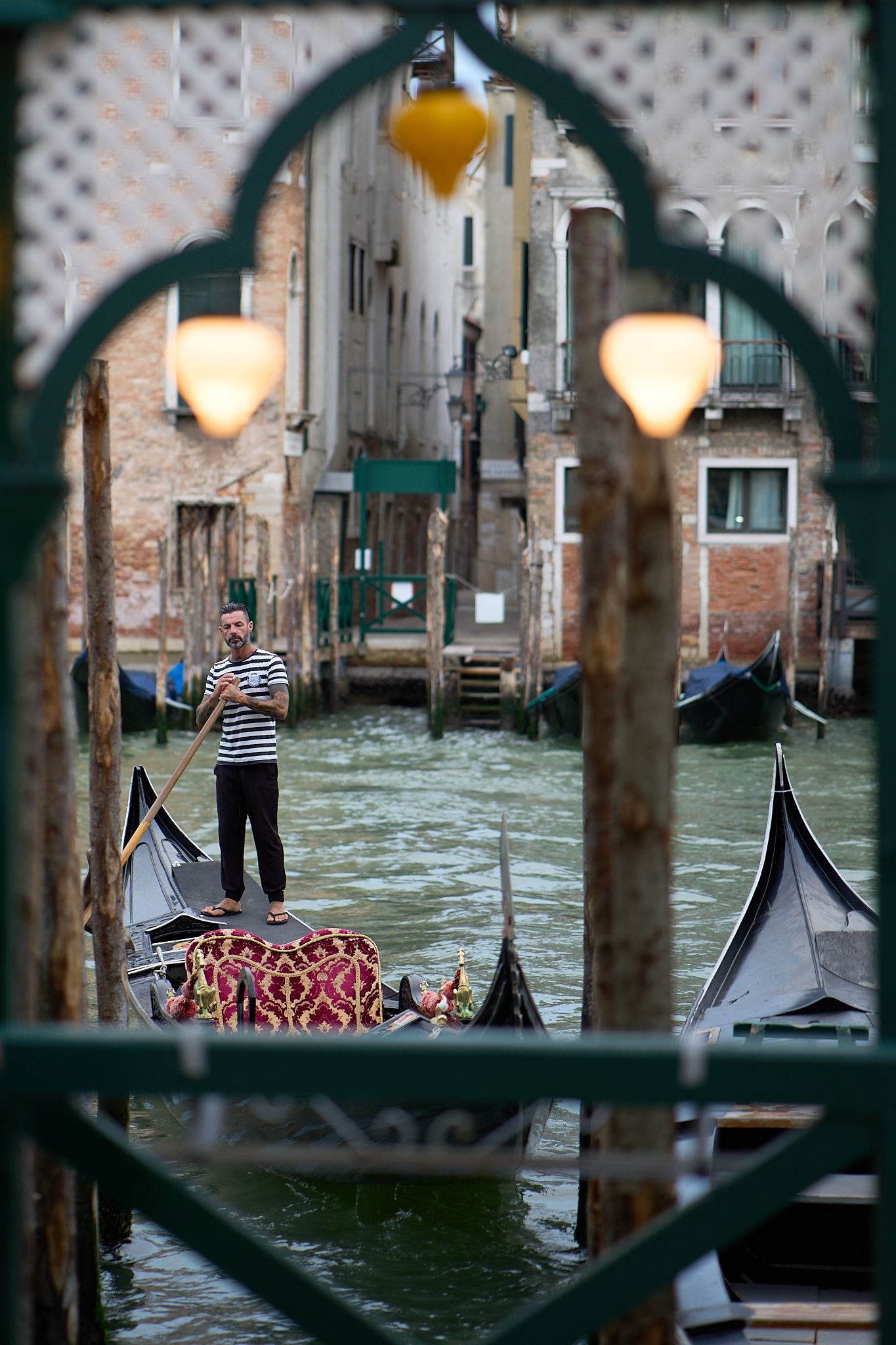 Venice and Burano travel photography, men on his gondola