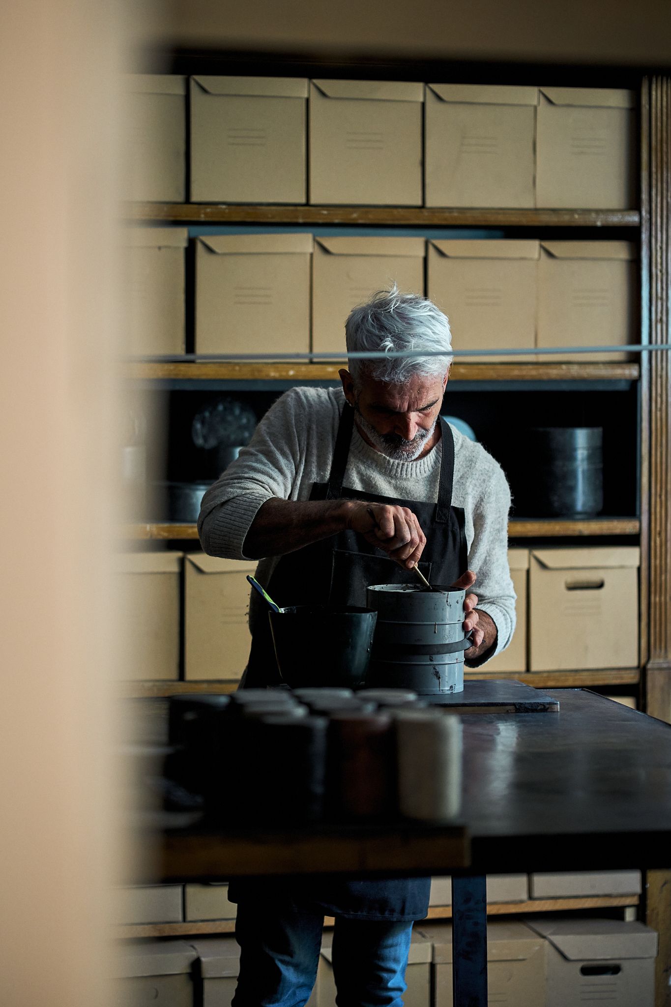 Travel and editorial photography, Provence, France, Artist Cyril Carret in his shop and studio
