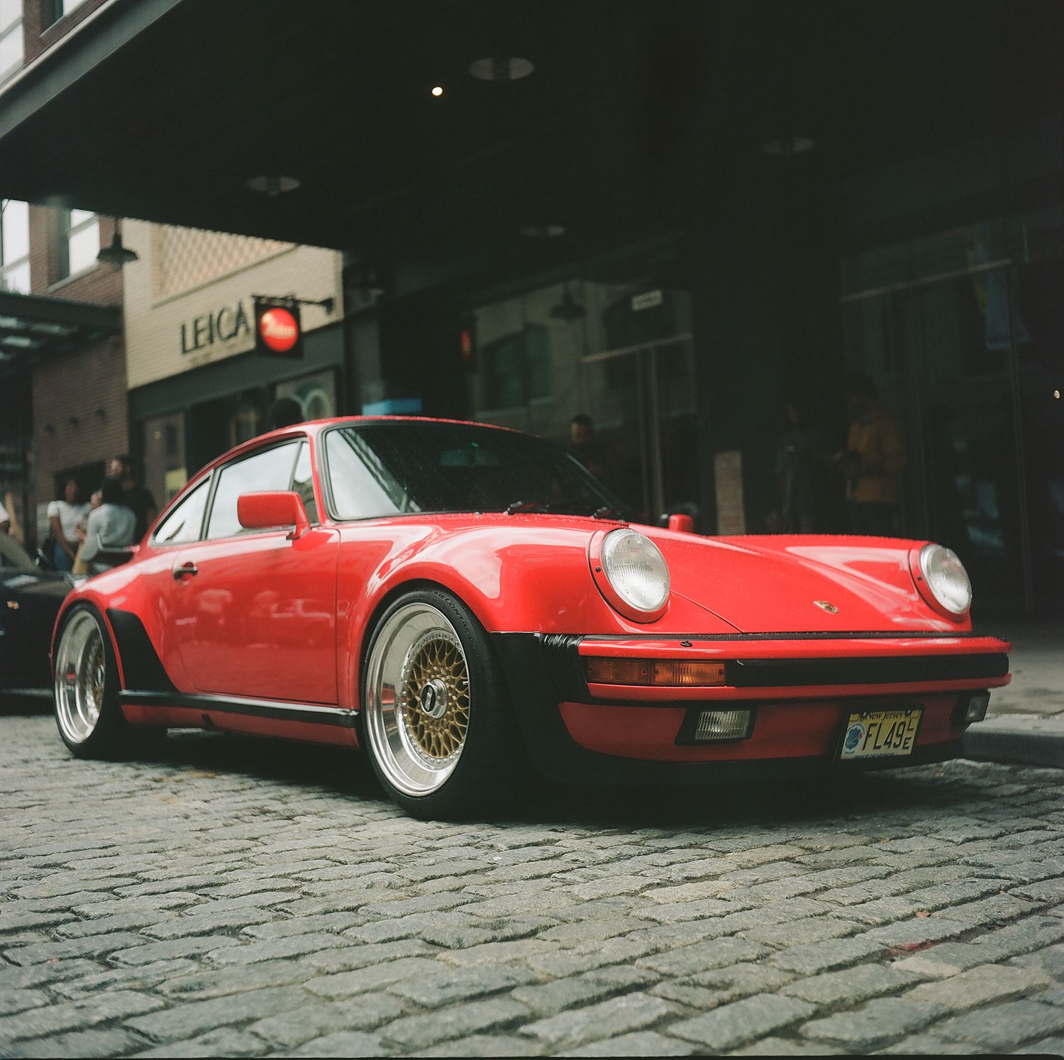 Porsche 911 car, red, photographed on film