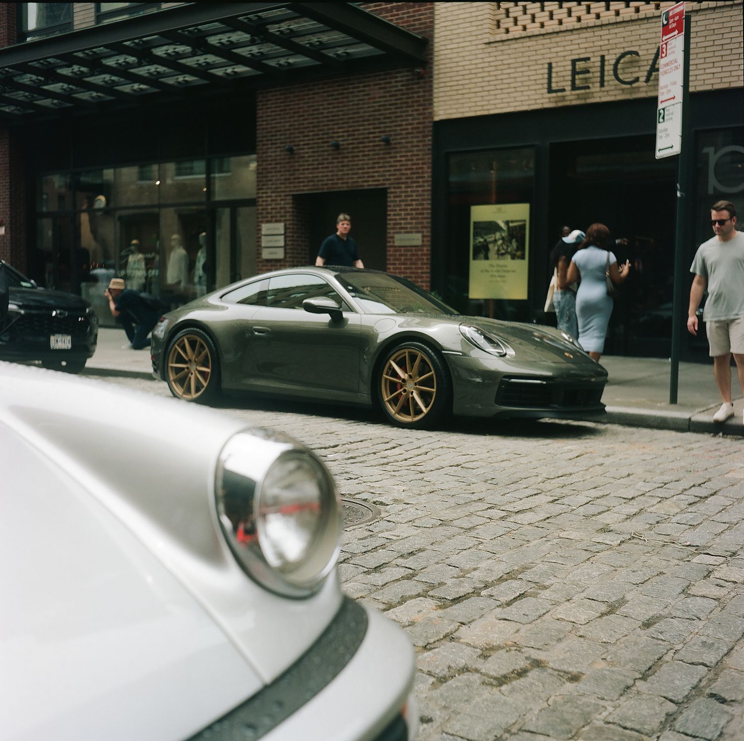 Porsche 911 car, black, photographed on film