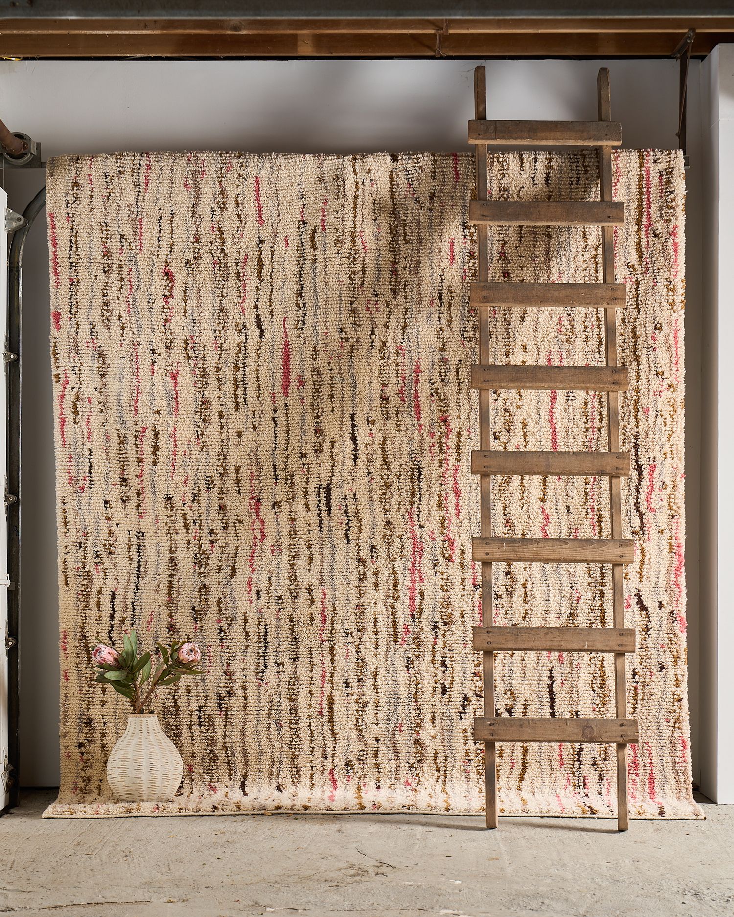 Product and lifestyle photograph of a rug designed and made by Postcard company, photographed upstate NY