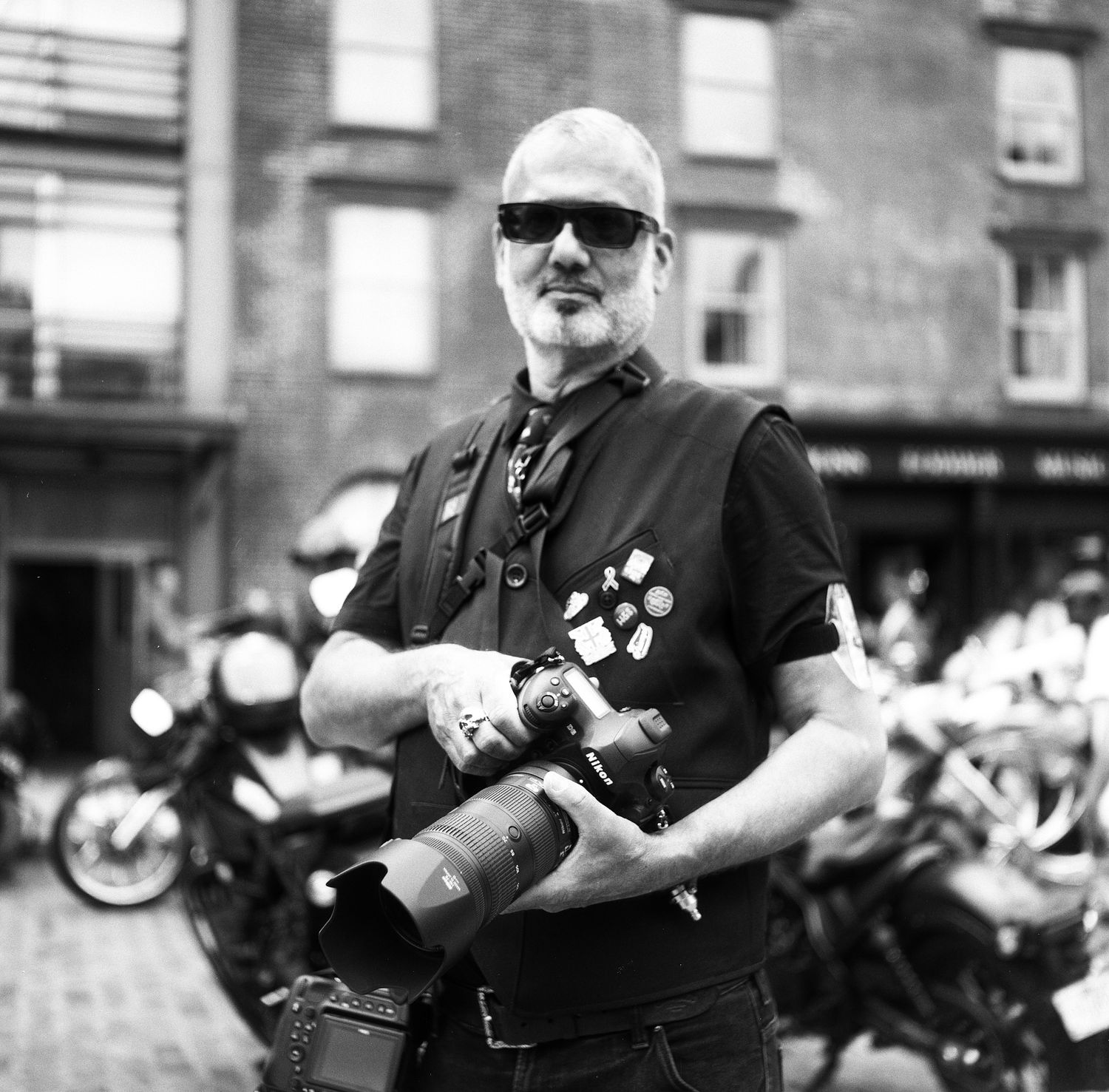 black and white portrait, gentlemen's ride NY 2025 film photography