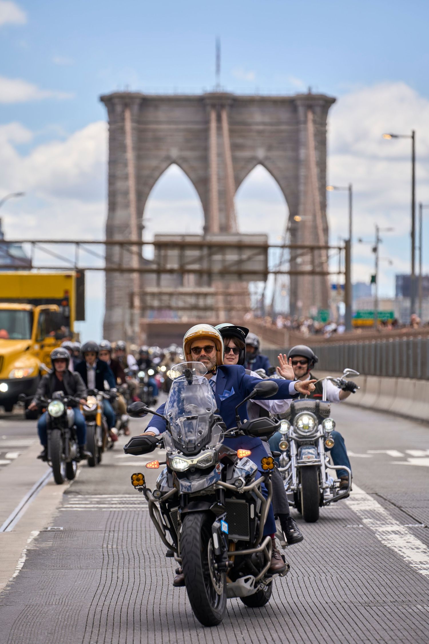 motorcycle photography, Distinguished Gentlement's Ride in NY, group on the Brooklyn Bridge