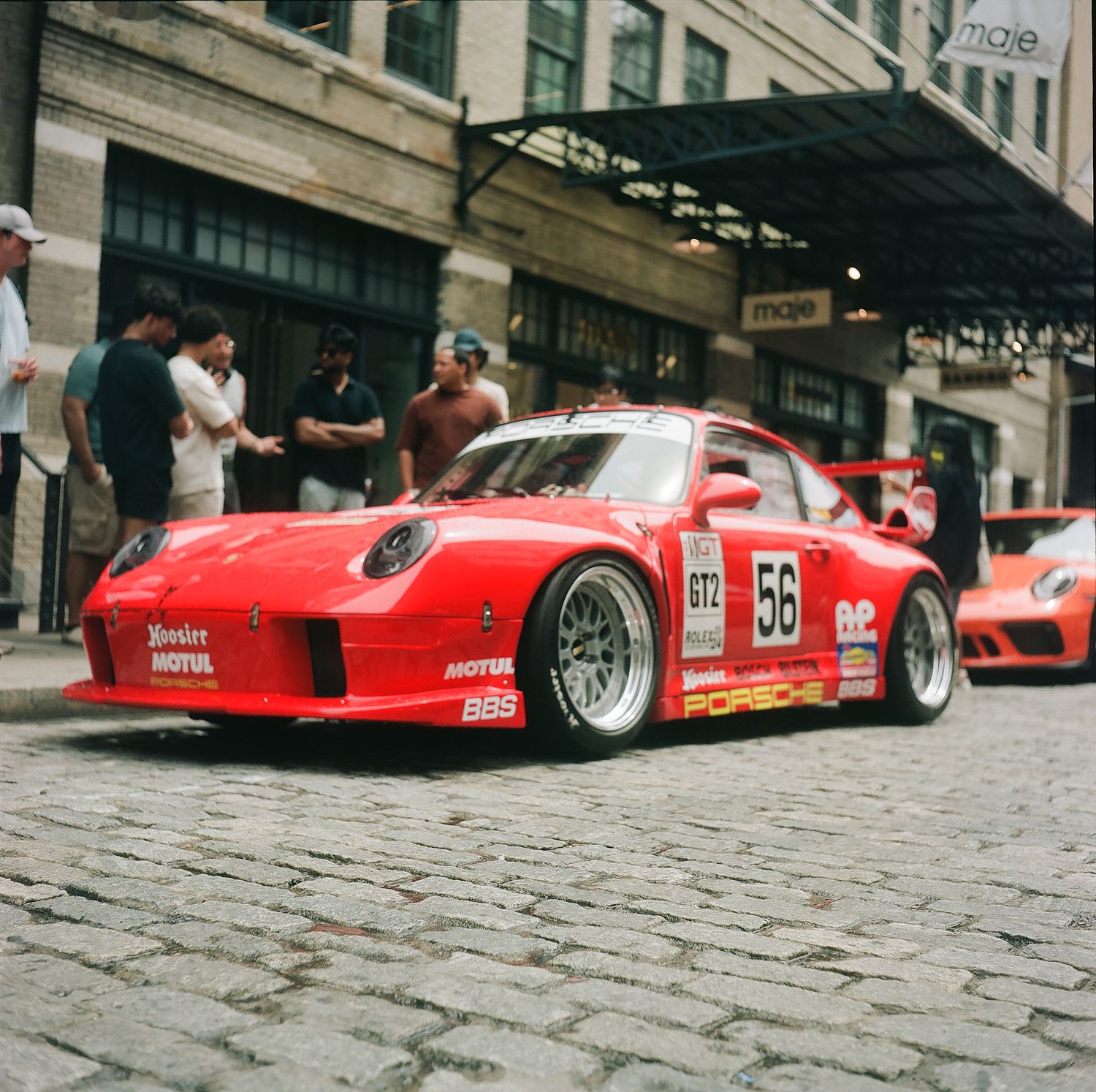 Porsche 911 car, RED, RSR, photographed on film