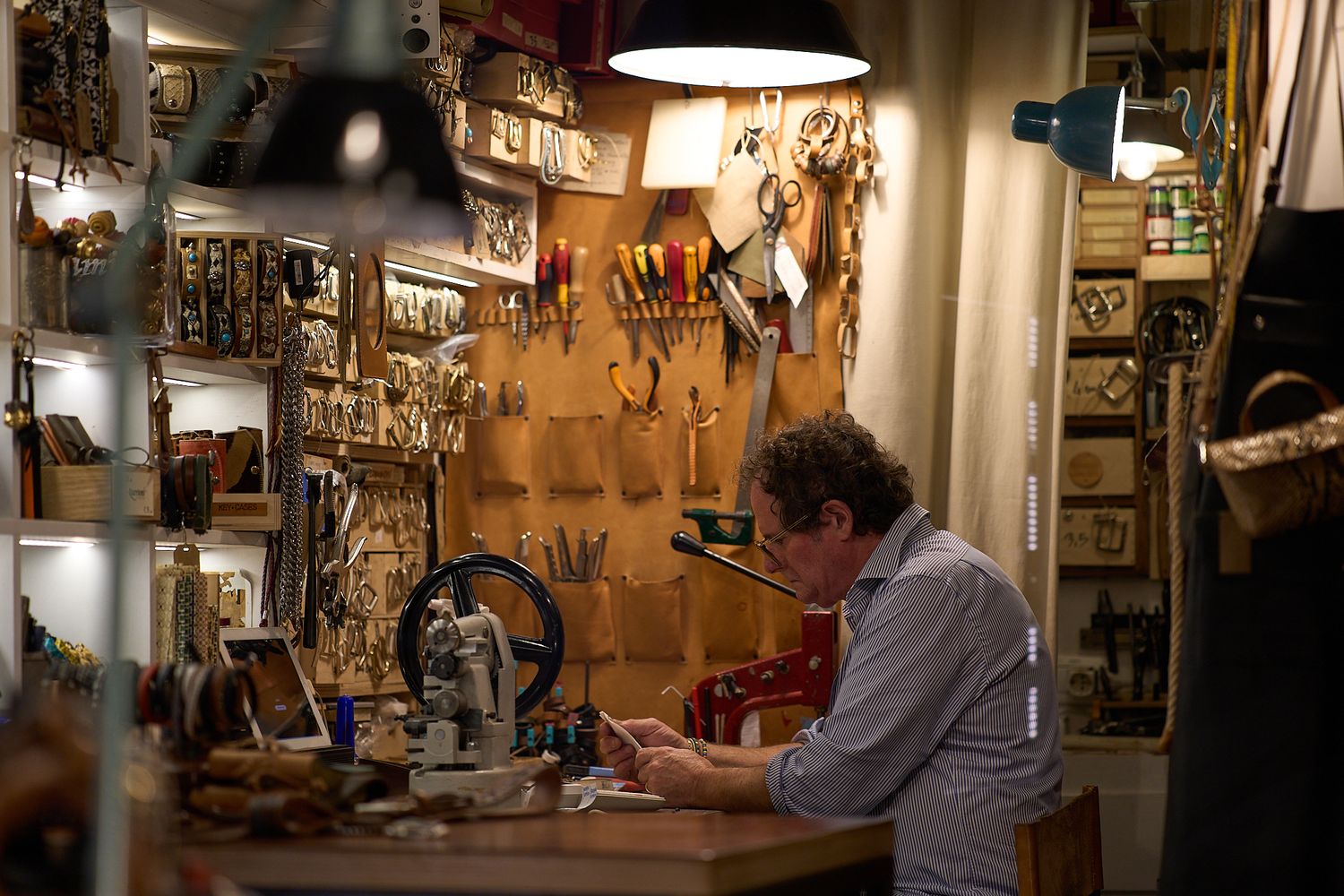 Venice and Burano travel photography, men working in his shop