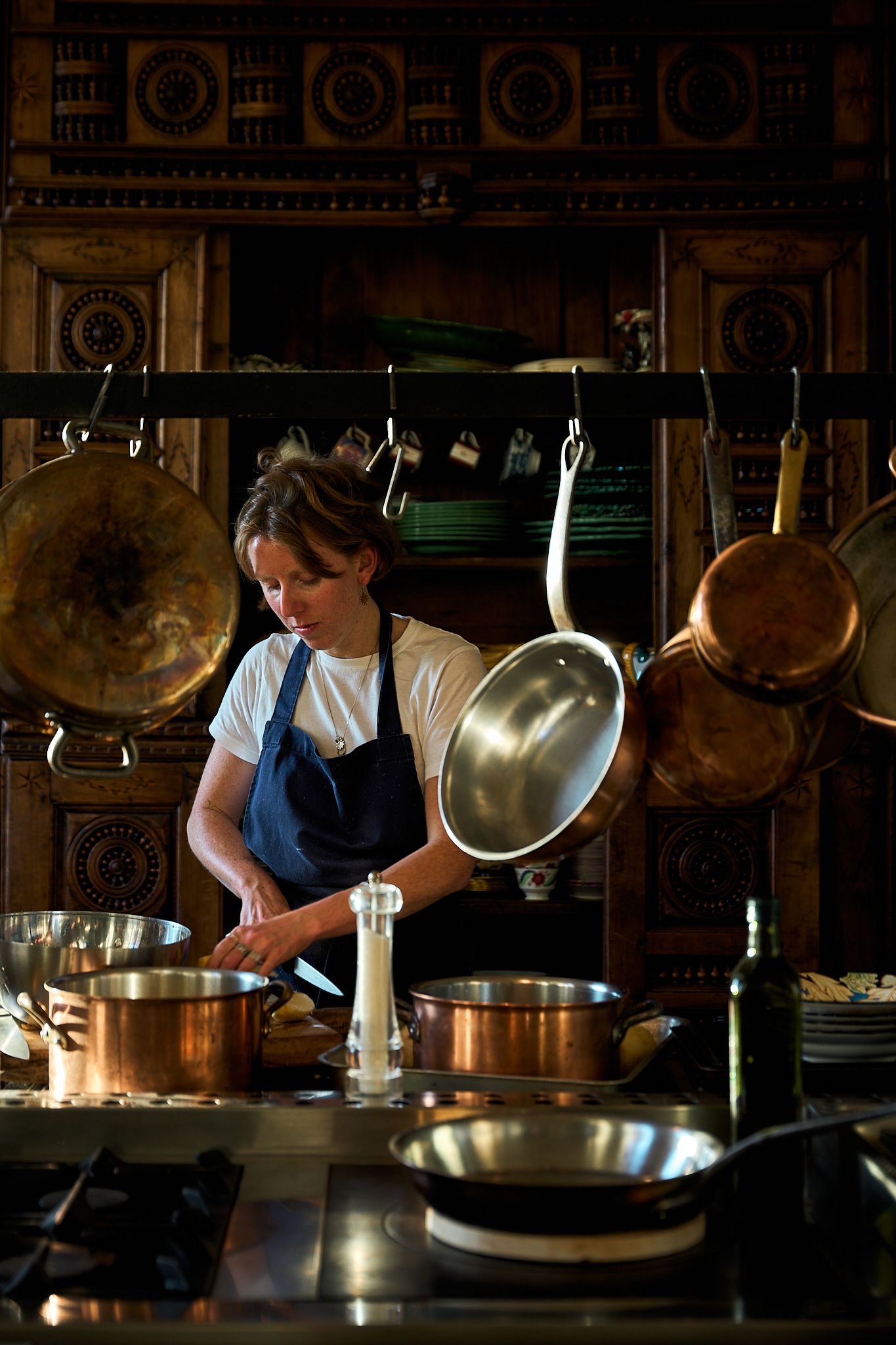 Travel and editorial photography, Provence, France, chef cooking and preparing a meal