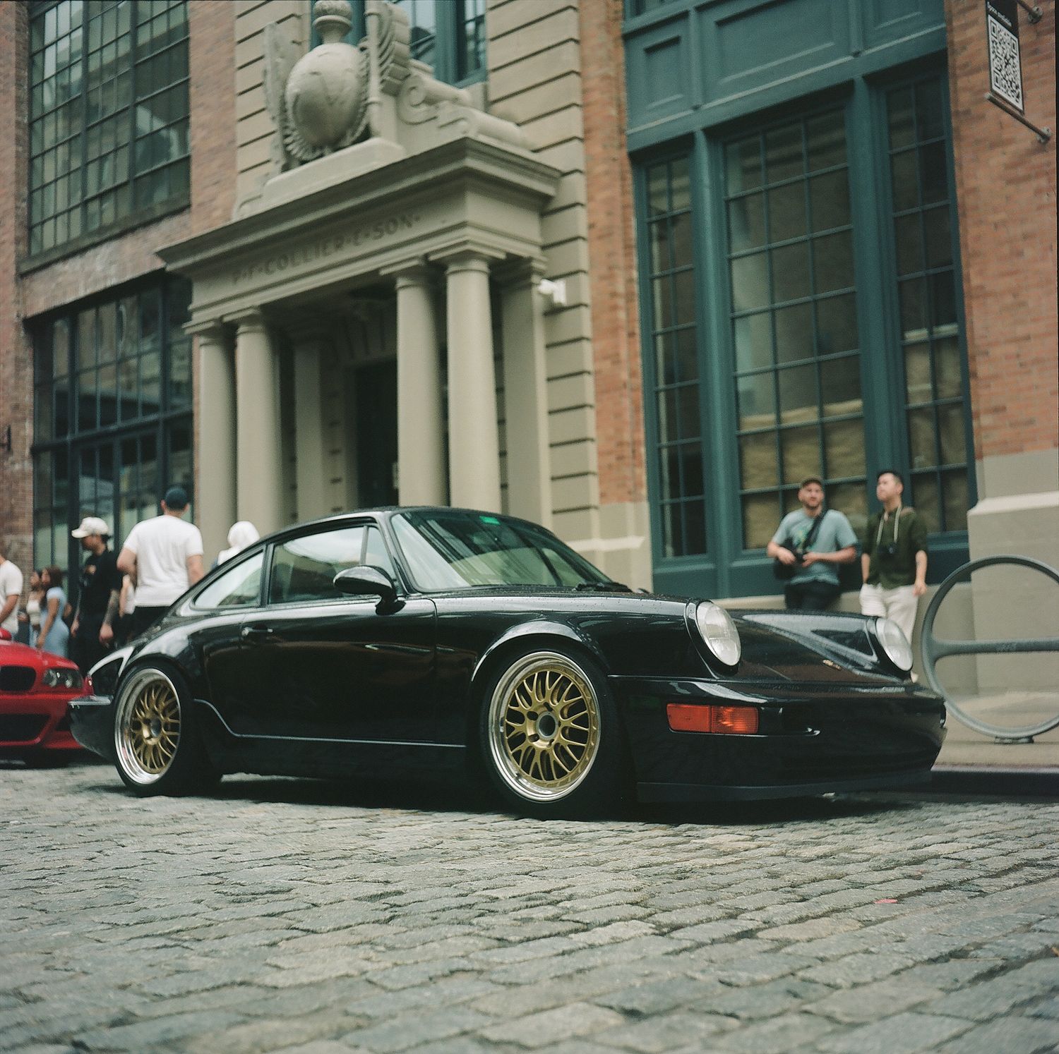 Porsche 911 car, black, photographed on film