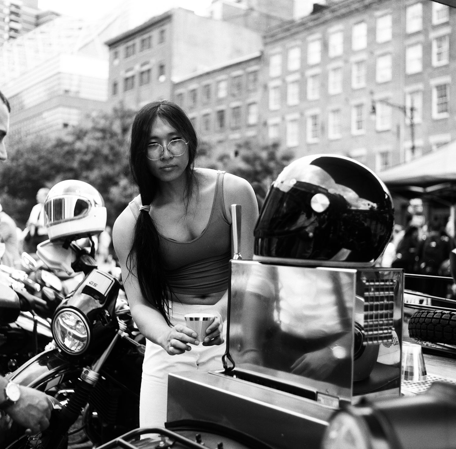 black and white portrait, gentlemen's ride NY 2025 film photography