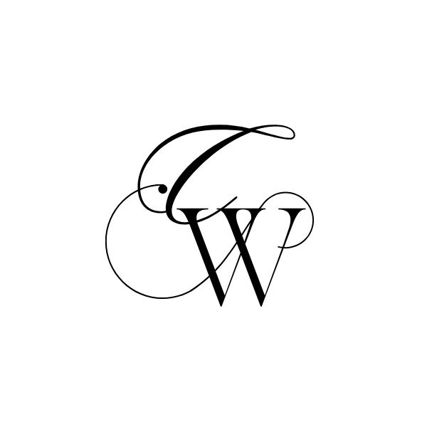 Elegant black monogram logo design featuring intertwined C and W letters.