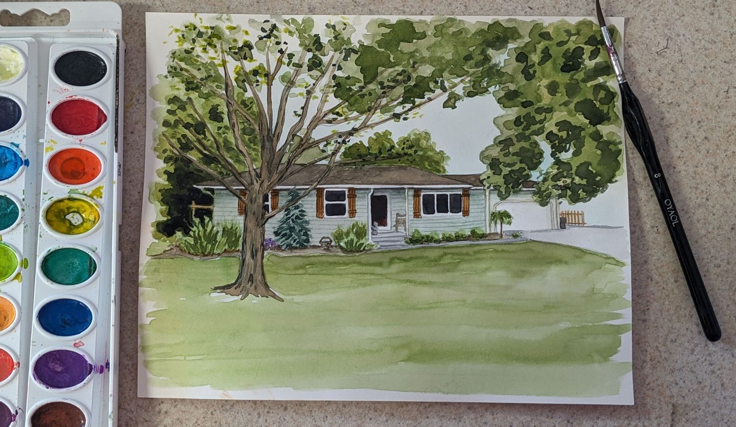 Watercolor home portrait