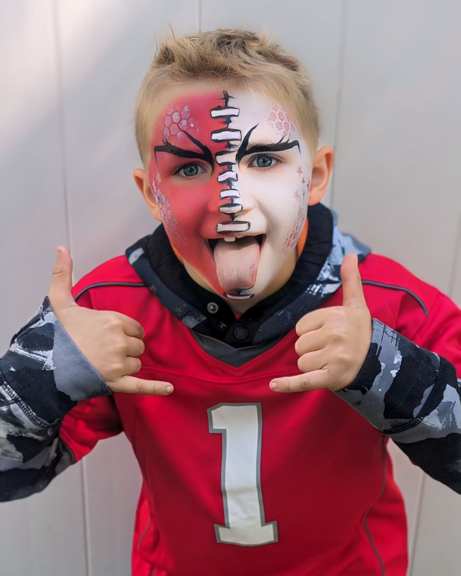 Ohio State Football face paint, Columbus, OH