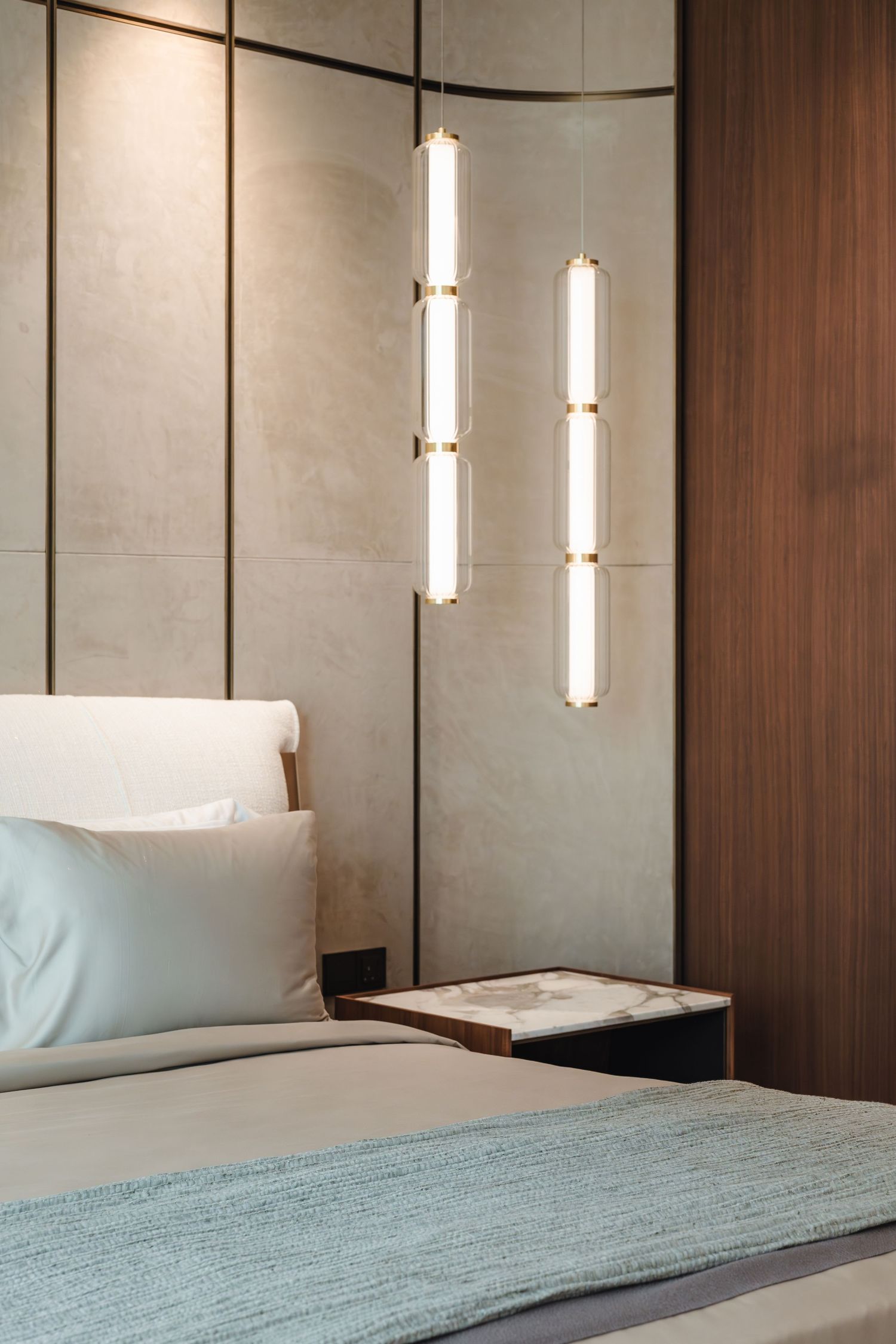 Modern bedroom interior with natural materials by Parallel Studios