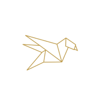 Ilustrație în formă de pasăre origami pentru Camelia Graur servicii de coaching, mentorat și facilitare