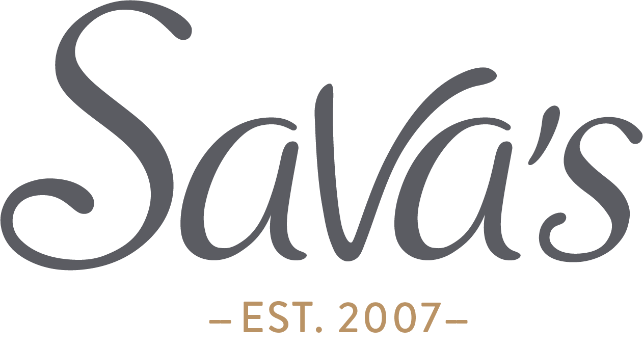 Grey text logo for Sava's restaurant established in 2007.