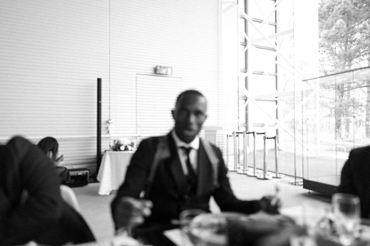 Out of focus photo of the photographer, wedding breakfast