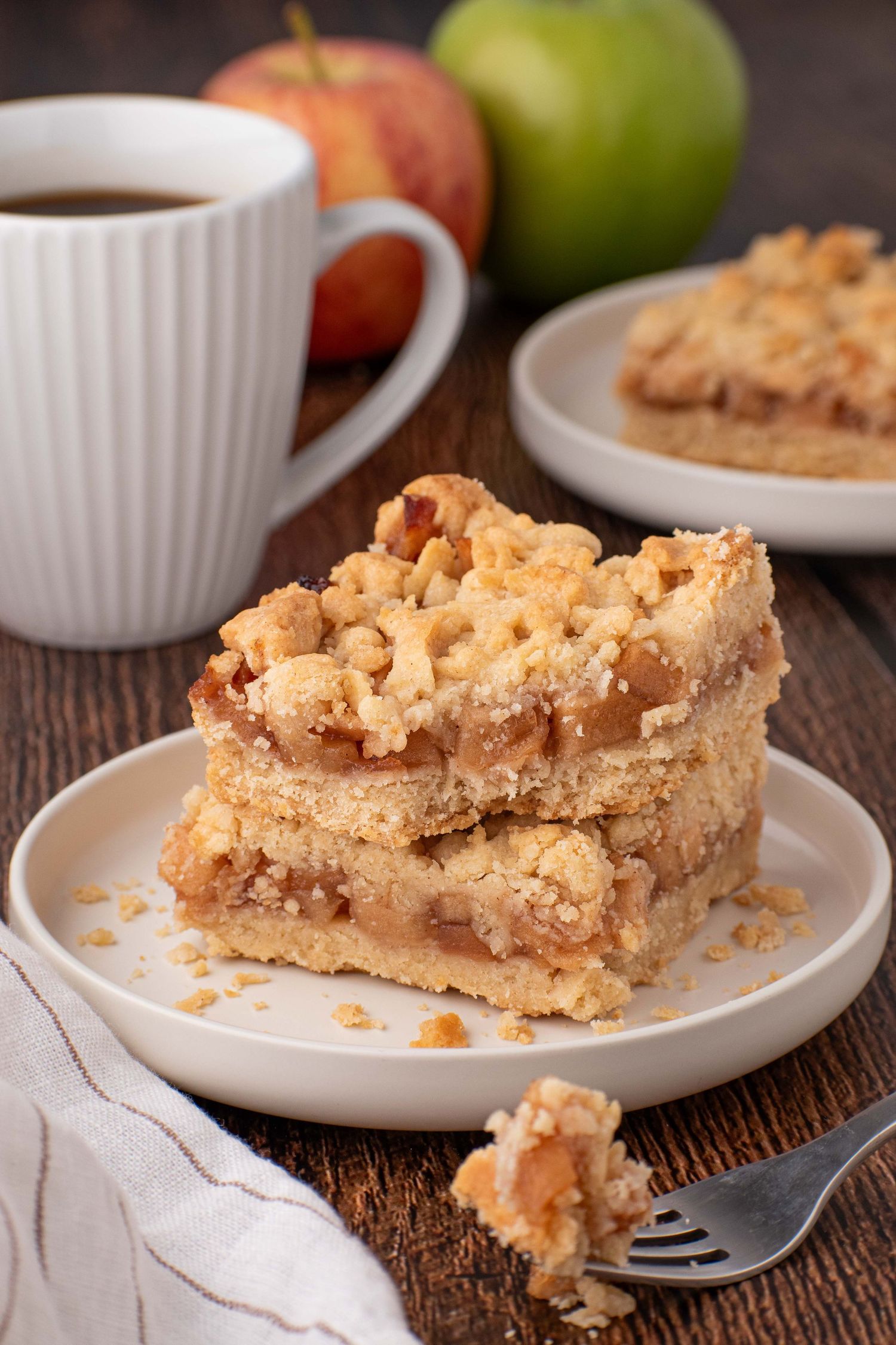 apple pie bars pair well with a warm drink