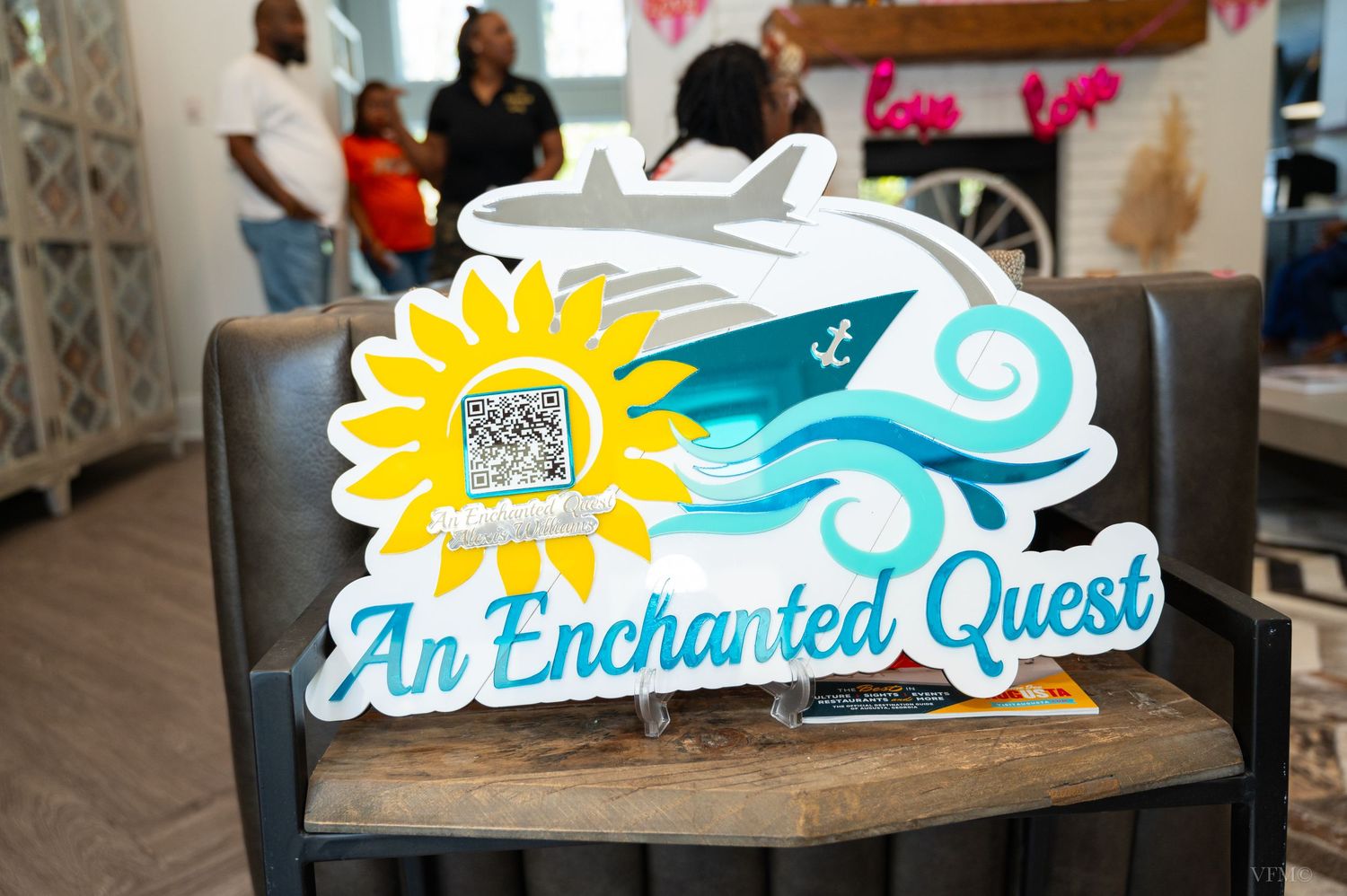 Multiple decorative ocean-themed cutouts featuring sun, fish, and text 