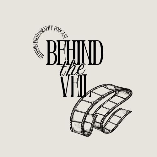 Black and white logo design featuring text 'Behind the Veil' with a curved film strip illustration.
