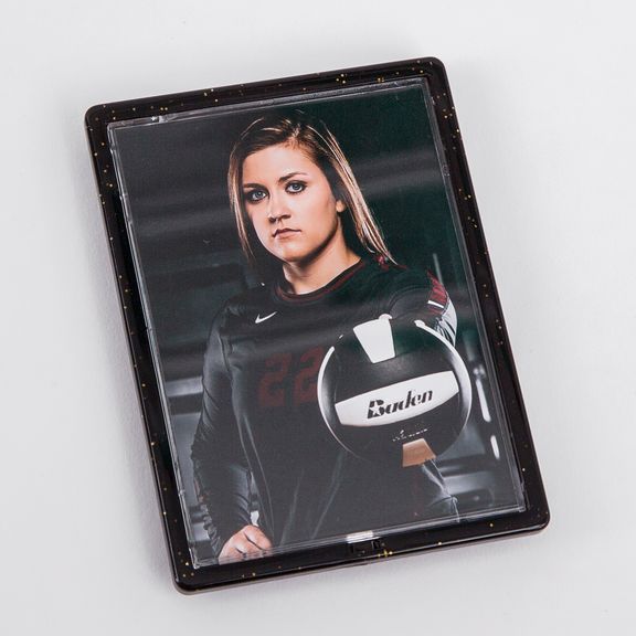Three digital tablet screens displaying athletic apparel promotional content against a light gray background.