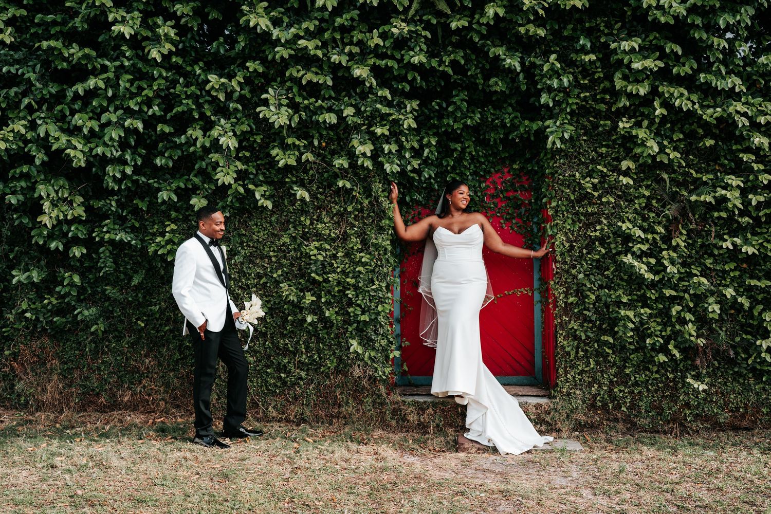 Clay Theatre Wedding Couple Ivy Wall Portraits