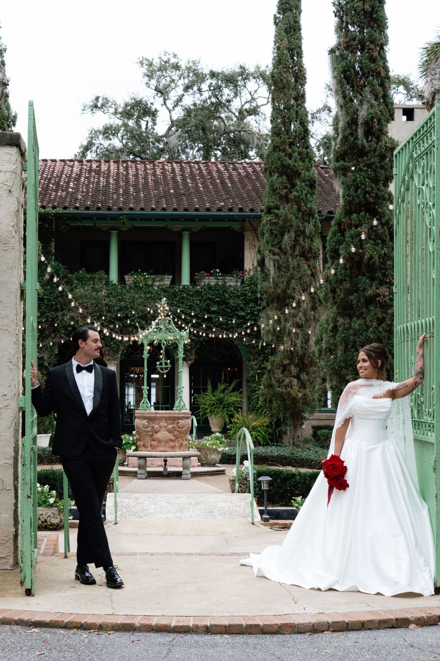Mediterranean architecture and stucco arches at Club Continental wedding