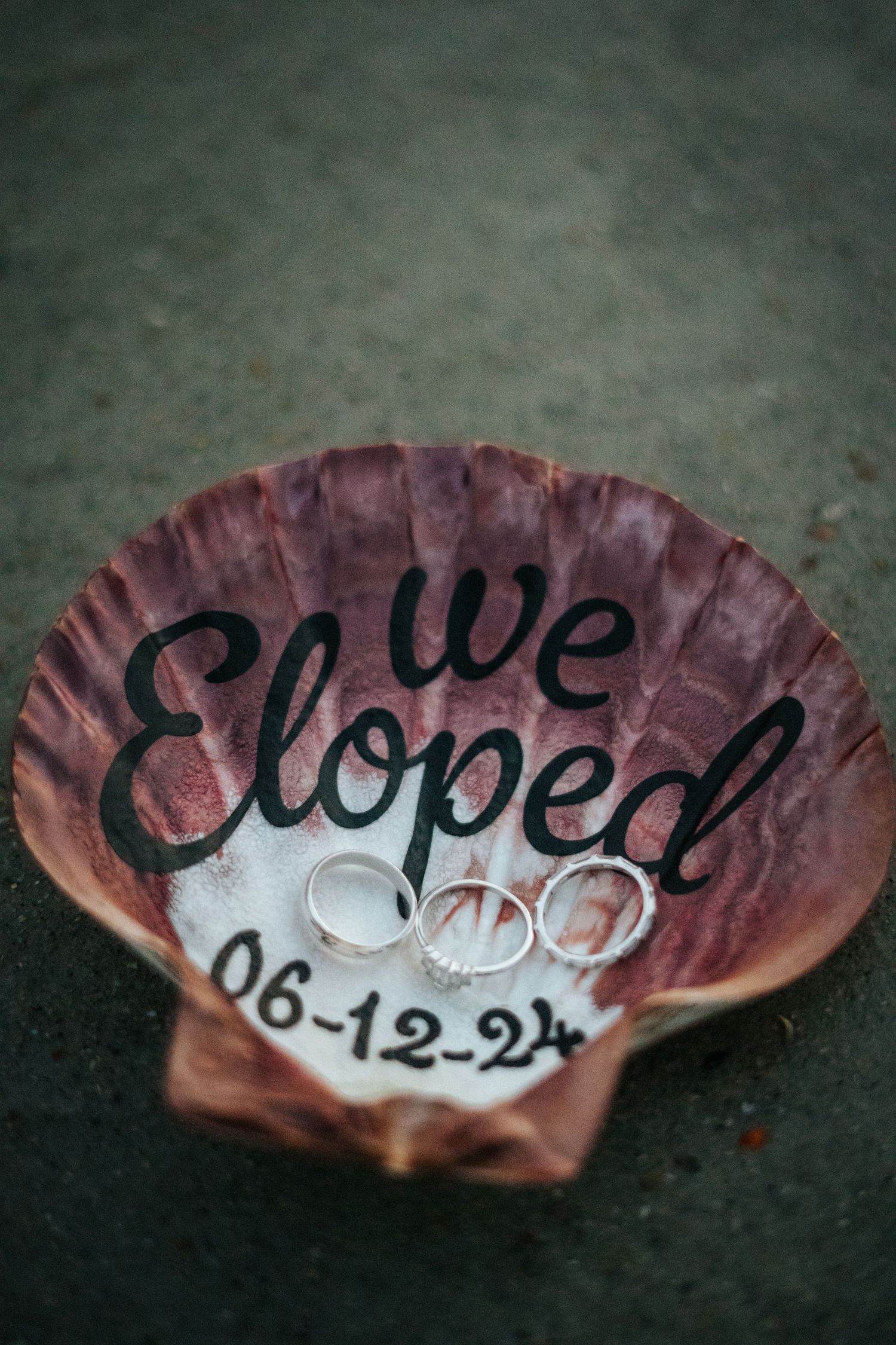 Five sequential photos show a ripped and curled brown coffee filter with handwritten text and a date visible.