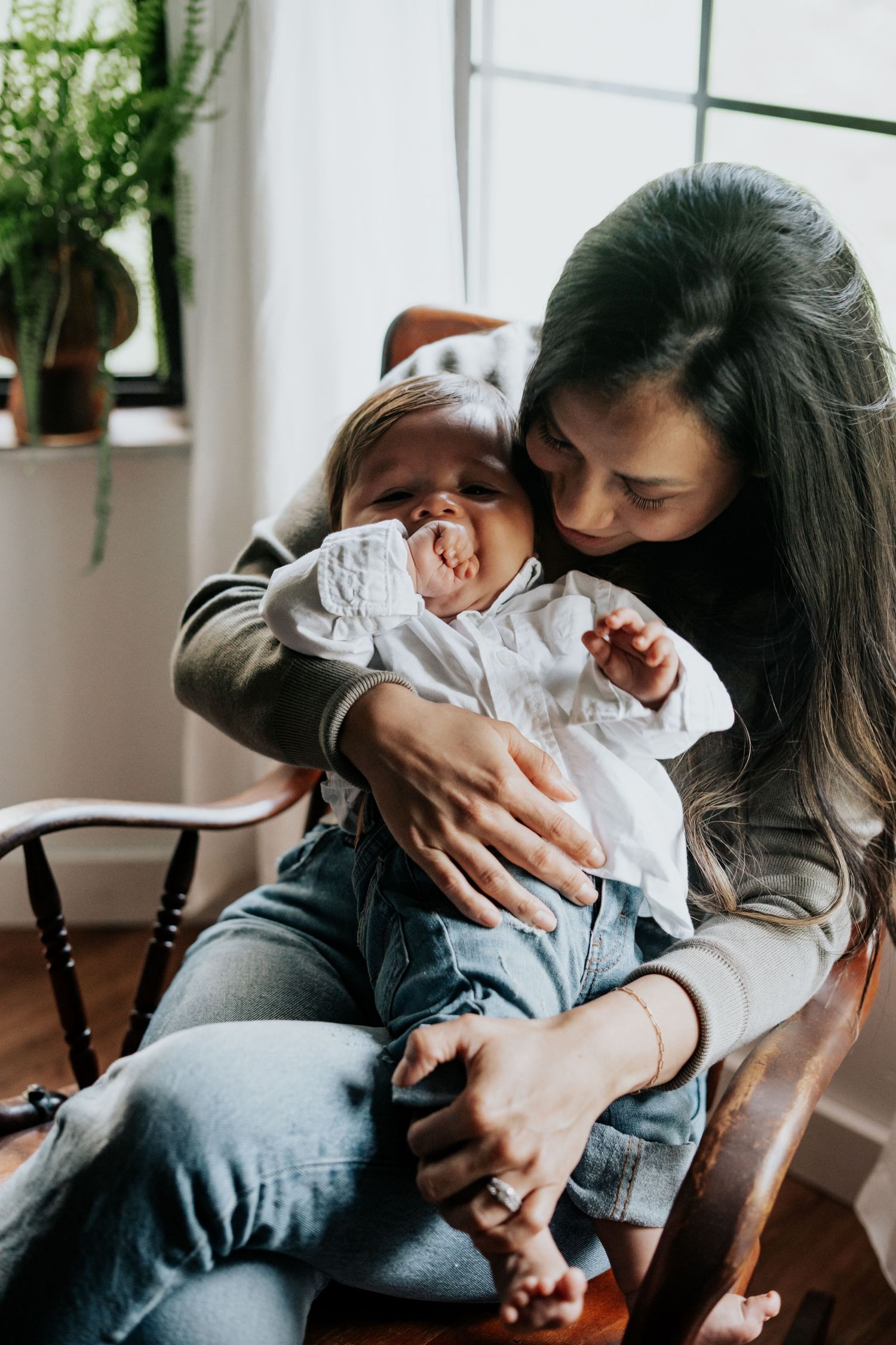 Tender moments captured in a sequence showing parent and child bonding in soft natural light.