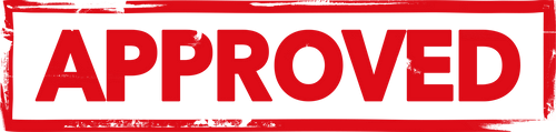 Red approved stamp on white background.