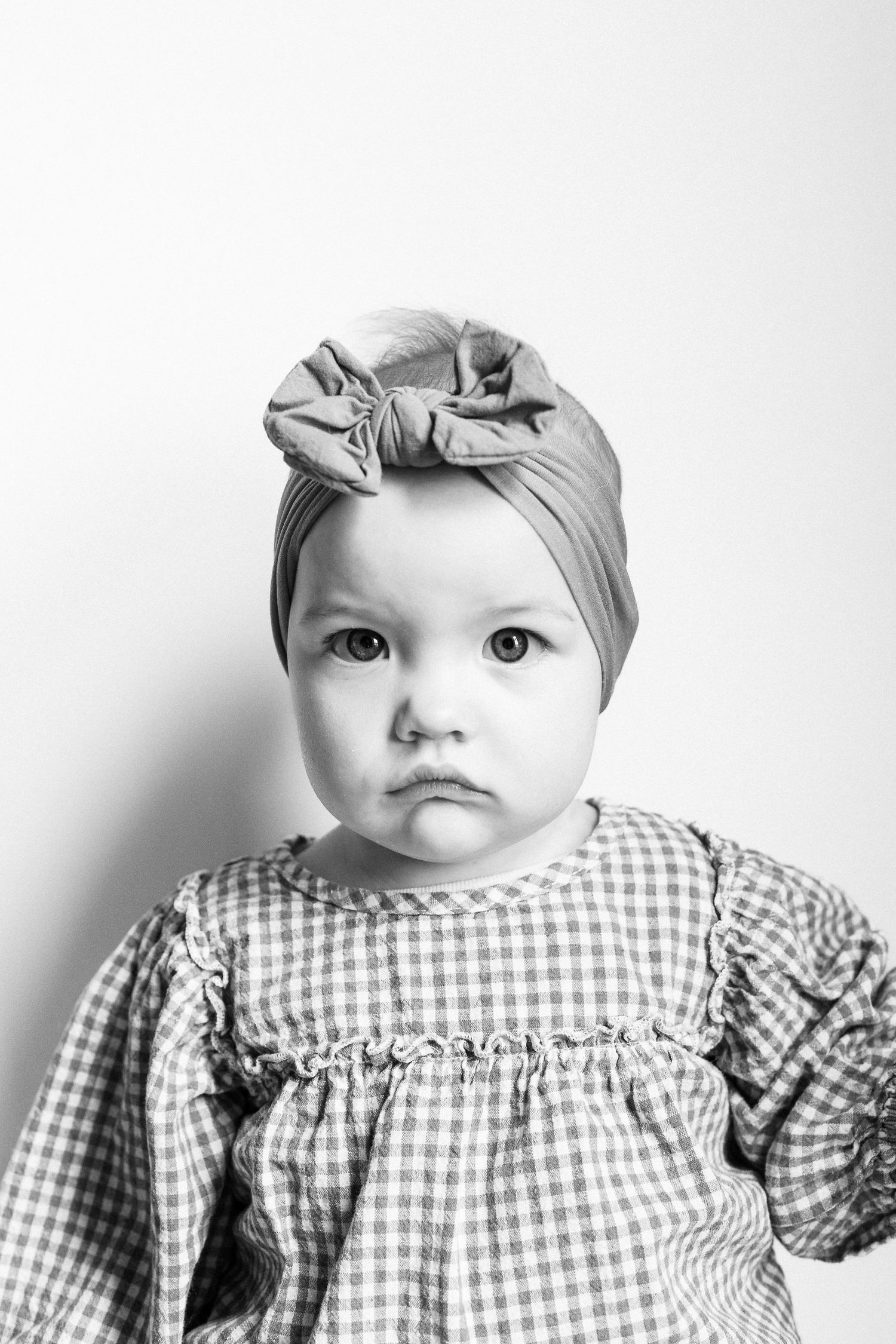 black and white toddler portrait