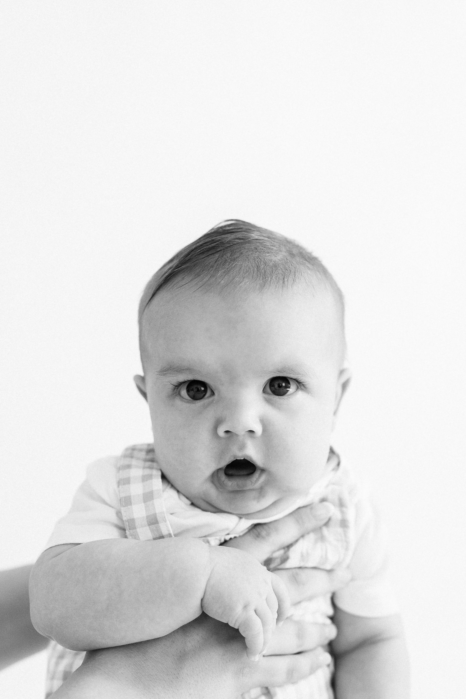 black and white baby portrait