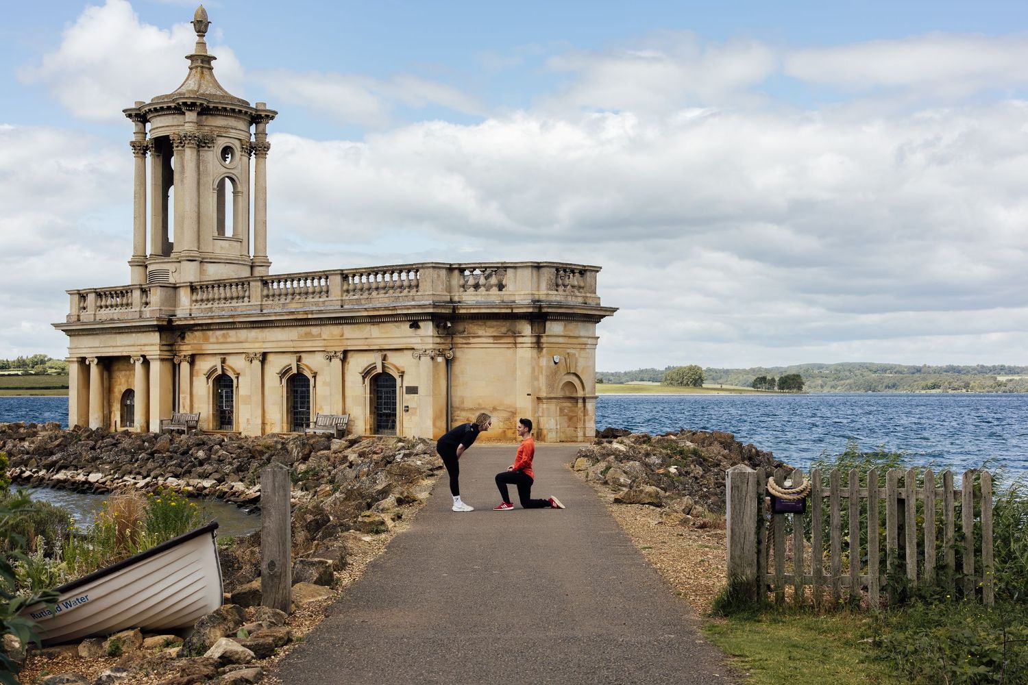 A proposal taking place outside Normanton Church, Rutland.