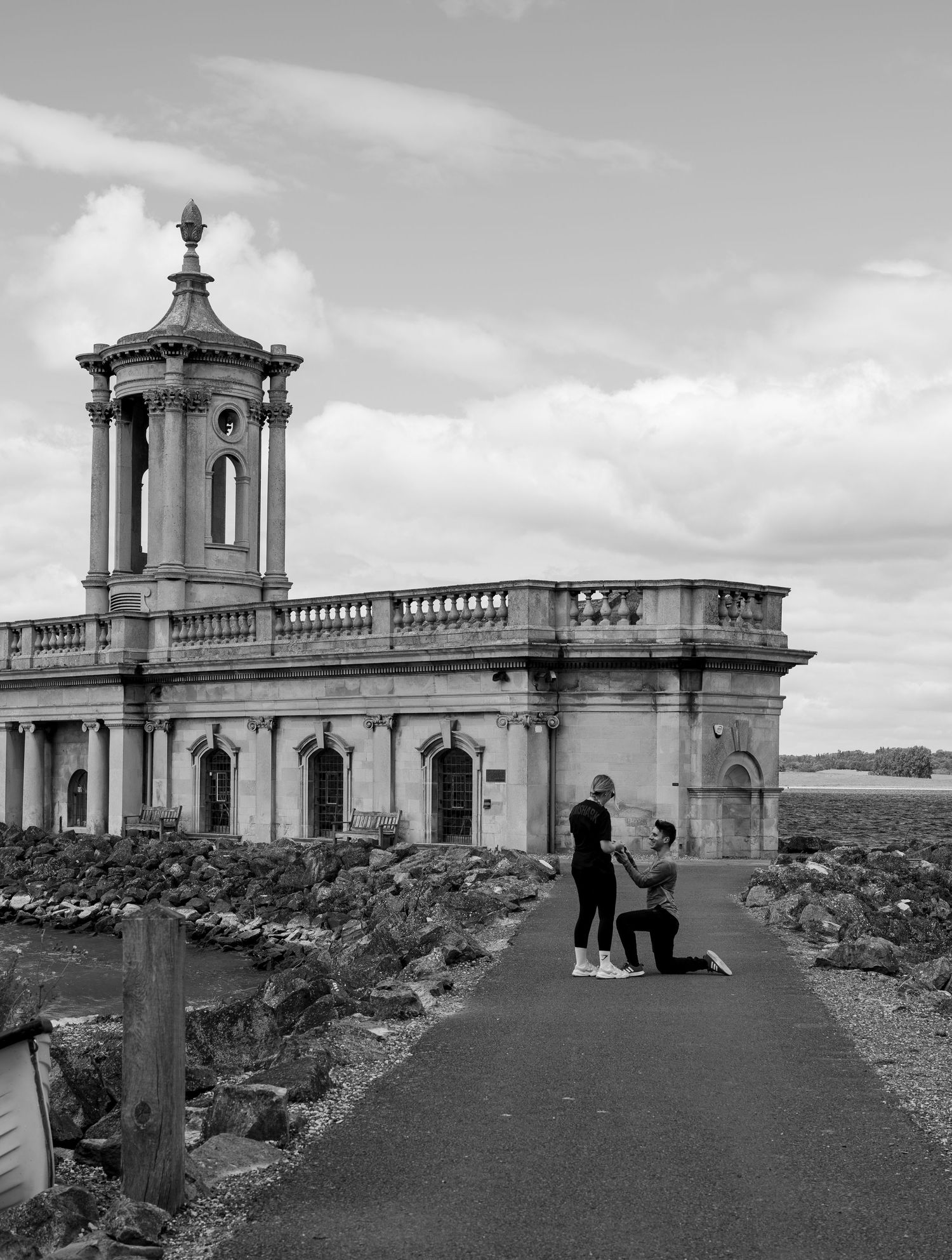 A proposal taking place outside Normanton Church, Rutland.