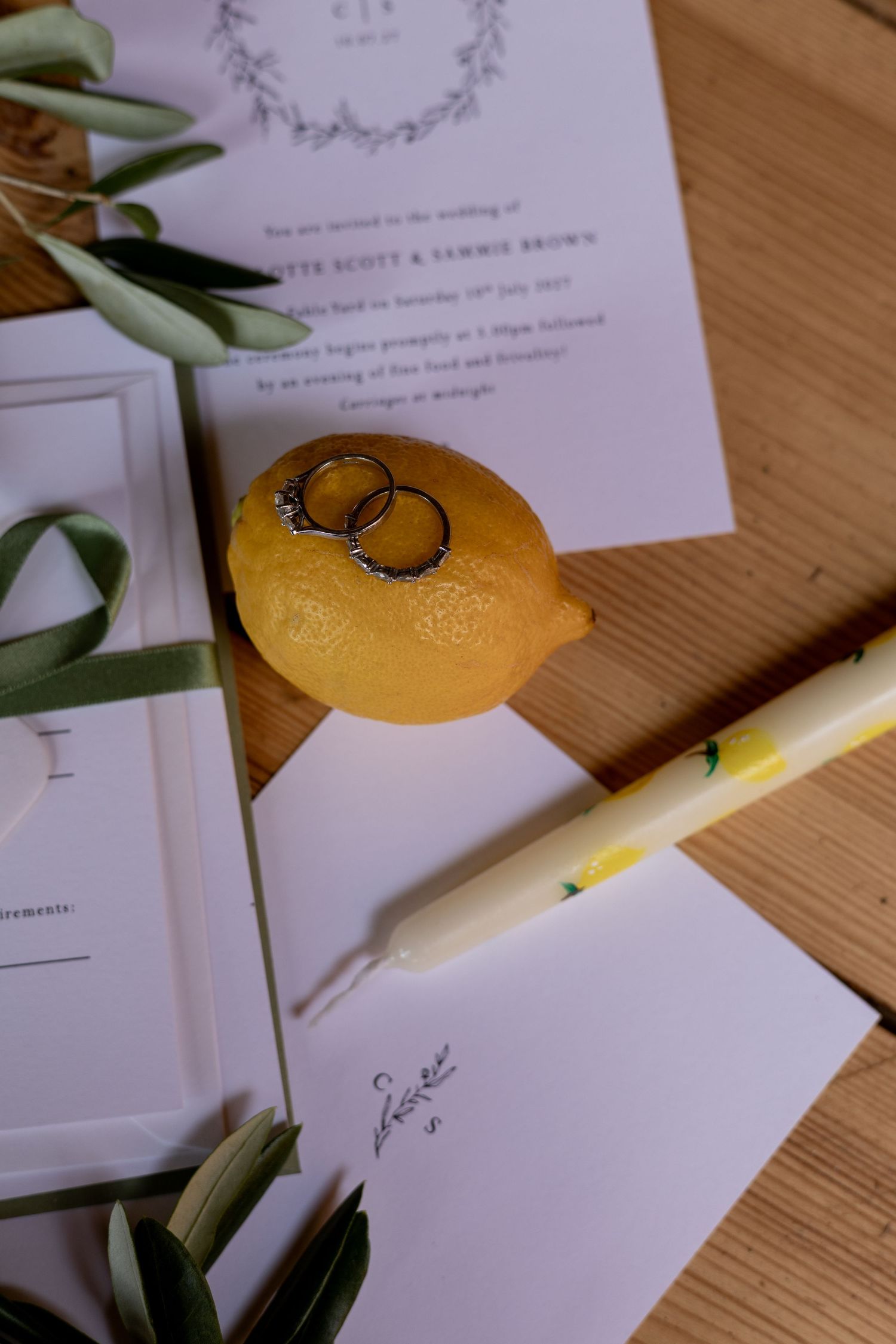 Lemons and summery stationery at The Fable Yard. Midlands based documentary wedding photography