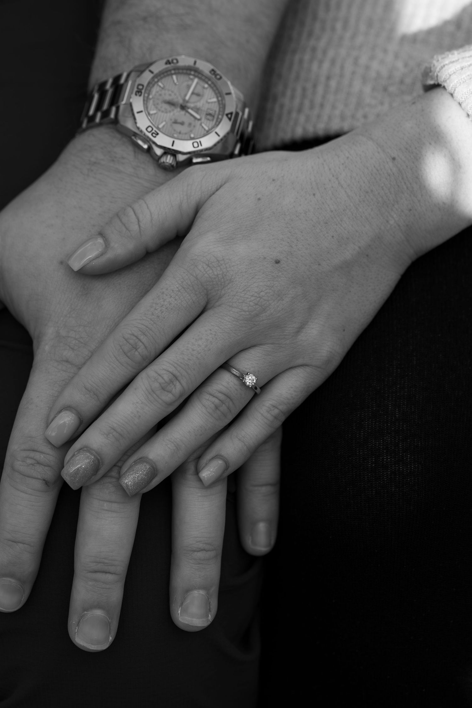 Close up of hands after an engagement. Nottingham, Midlands.