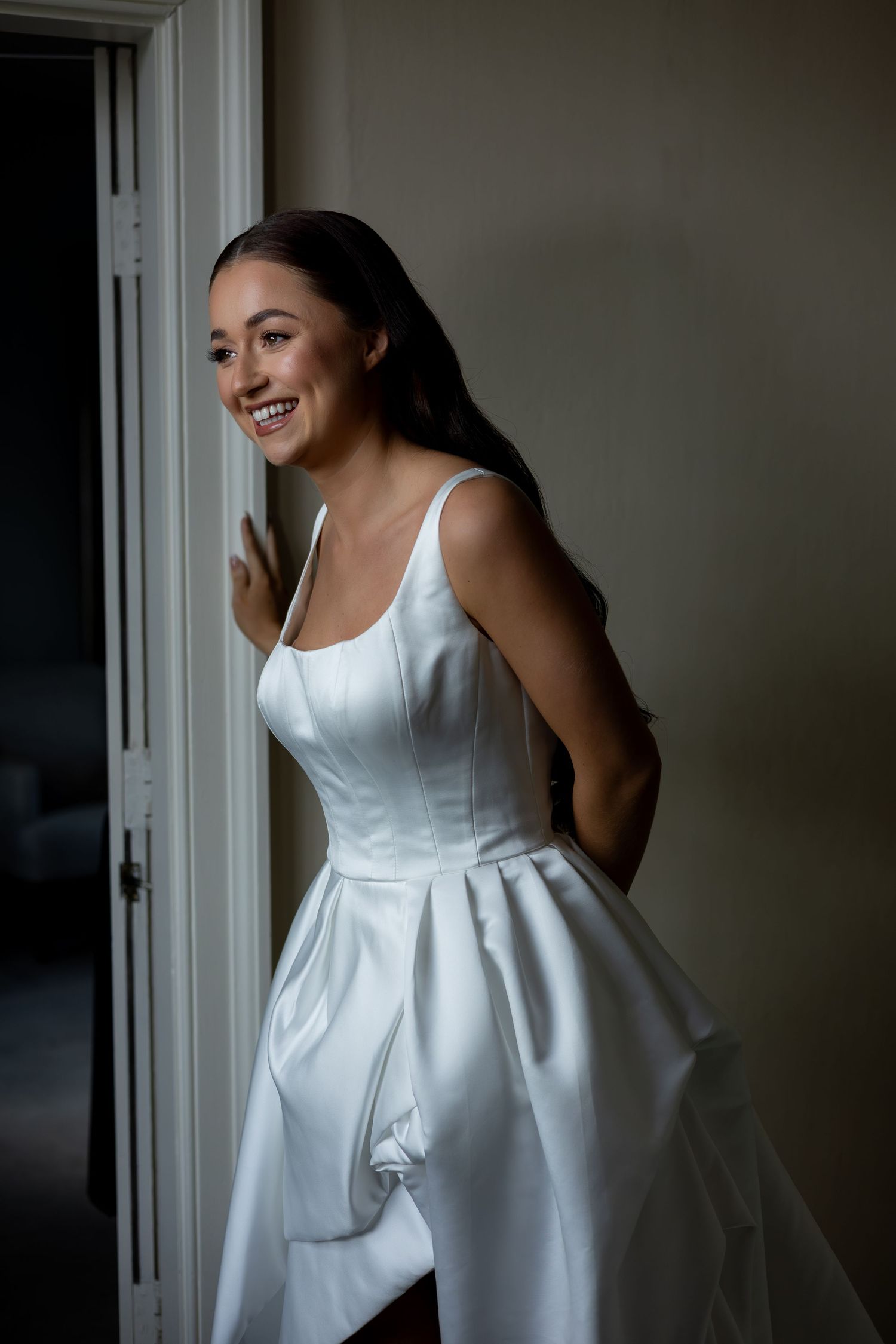 Bridal portraits out of the window at The Cockliffe Country House, Nottingham.