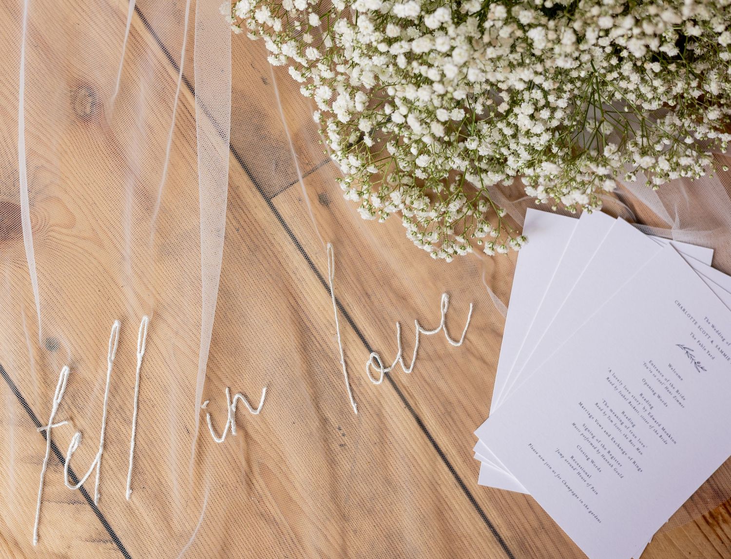 A delicate personalised veil captured at The Fable Yard in the Midlands.