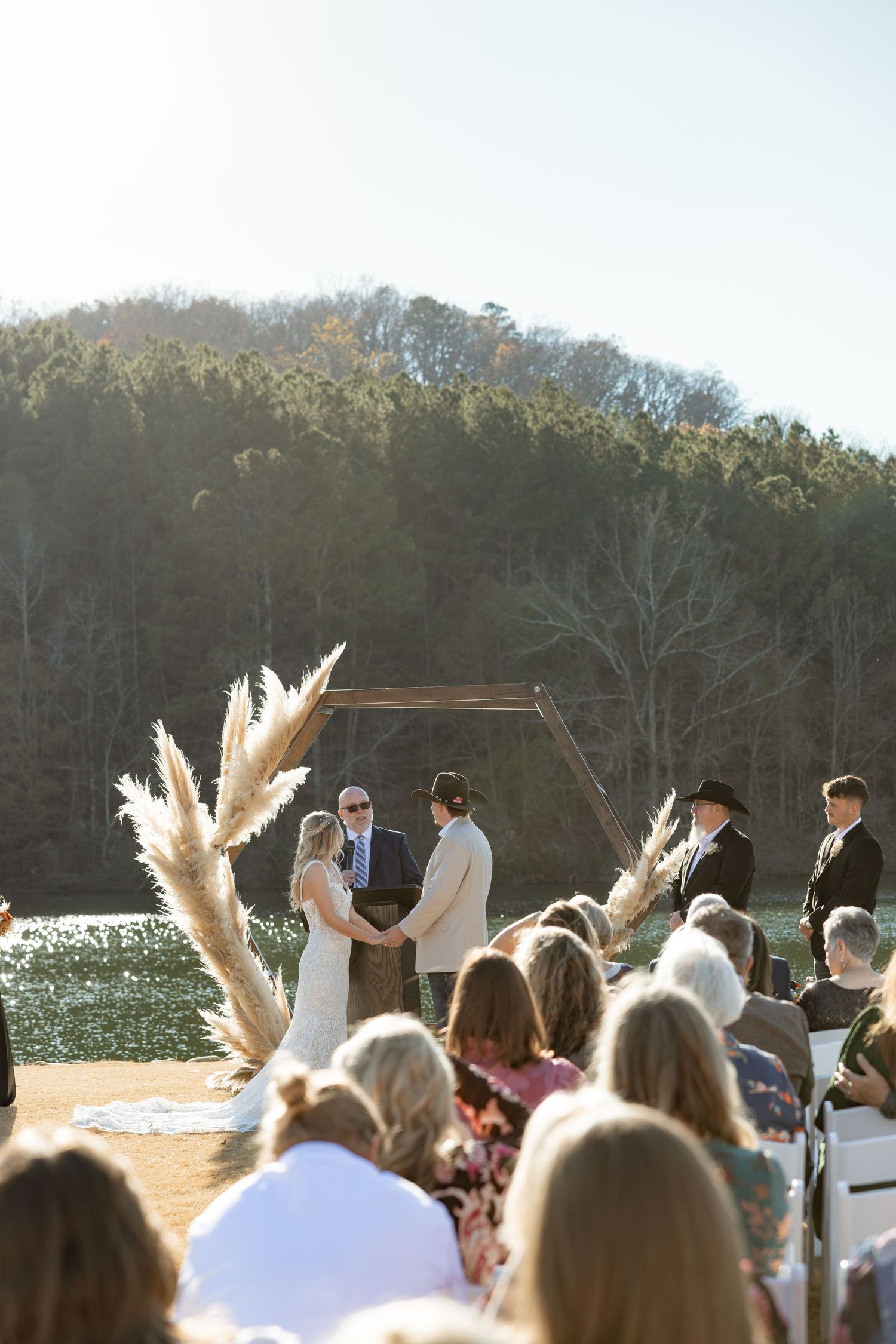 Romantic outdoor ceremony at North Georgia estate wedding venue
