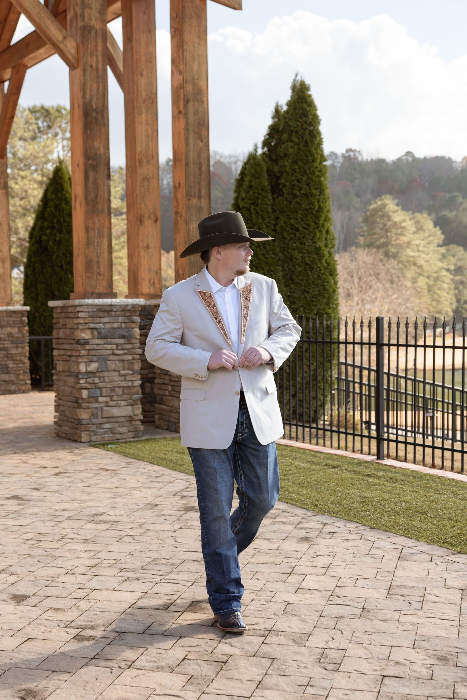 Fall wedding groom portrait at Taylor Estate in Rome Georgia