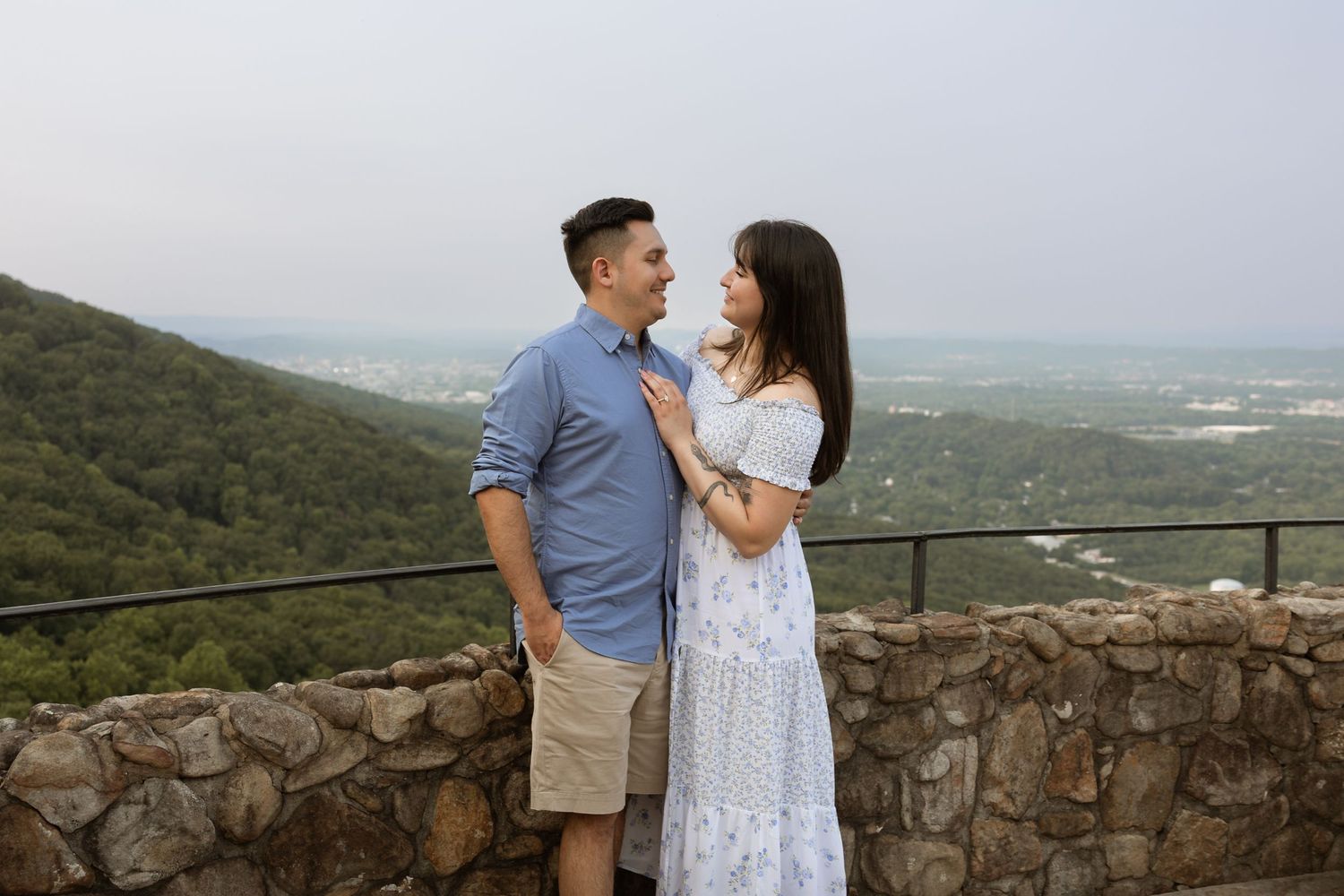 Couple walking along Rock City trails at Lover’s Leap Lookout Mountain Georgia