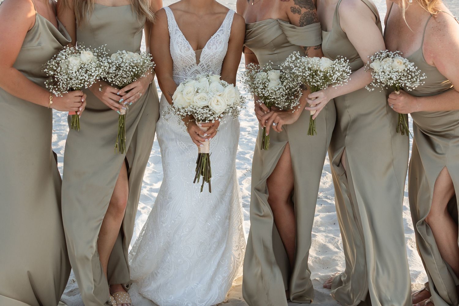 Wedding floral details with coastal tones at Navarre Beach micro wedding