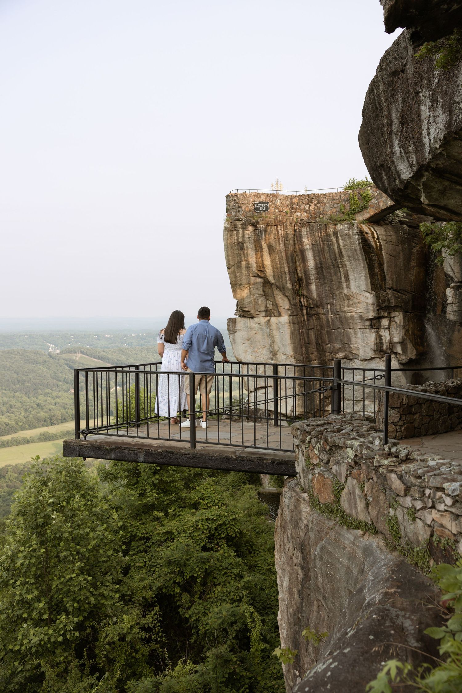 Summer surprise proposal at Lover’s Leap overlook — Rock City, Lookout Mountain GA
