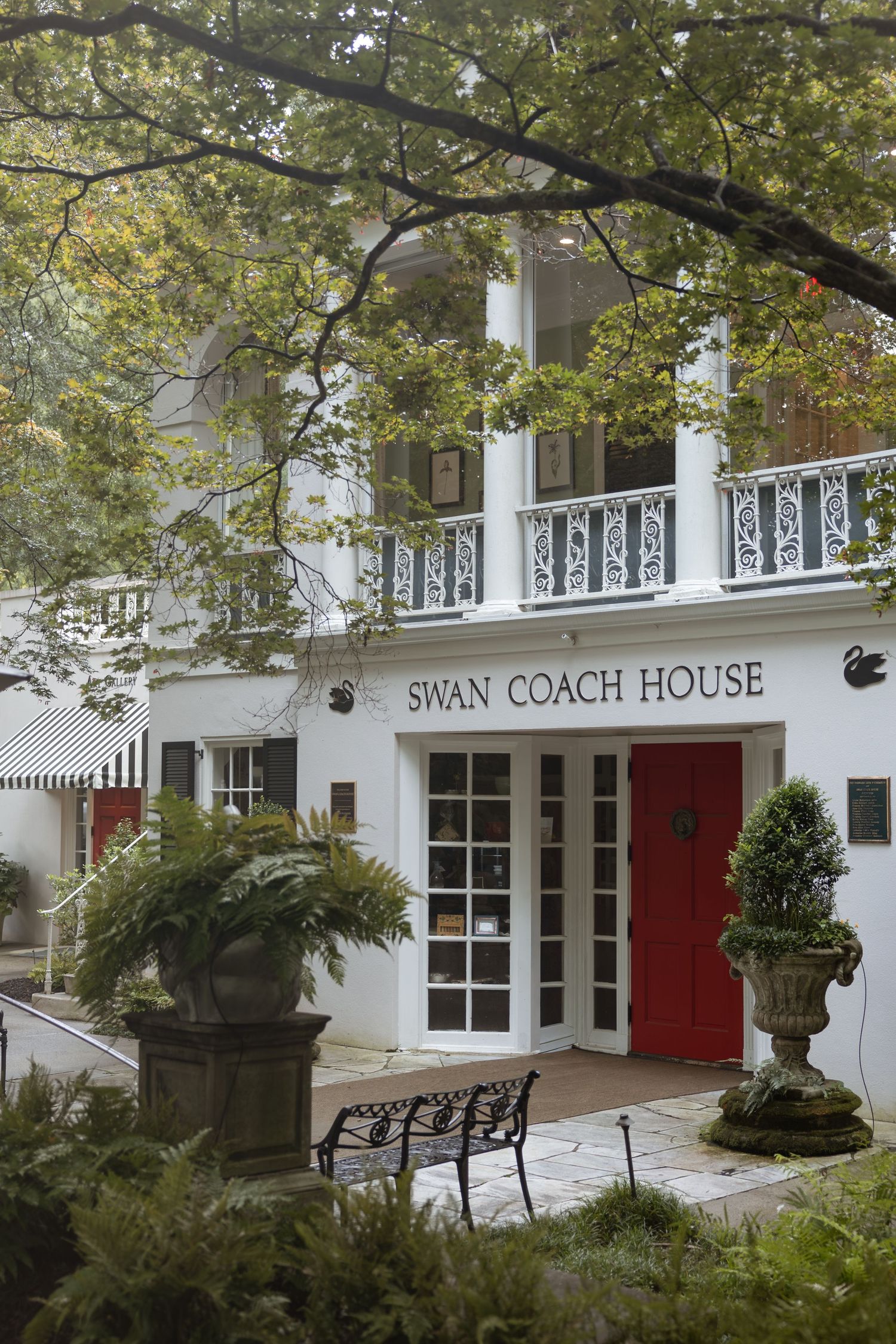 Wide shot of elegant Atlanta bridal shower at Swan Coach House